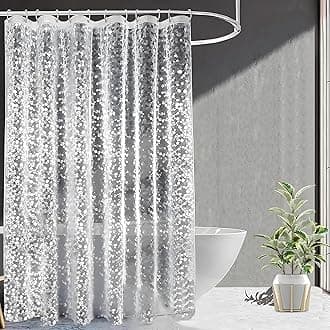 Kuber Industries (Pack of 2) Shower Curtains for Bathroom | Stone Print Waterproof Curtain | PVC Washroom Curtain | 9 Feet | Transparent
