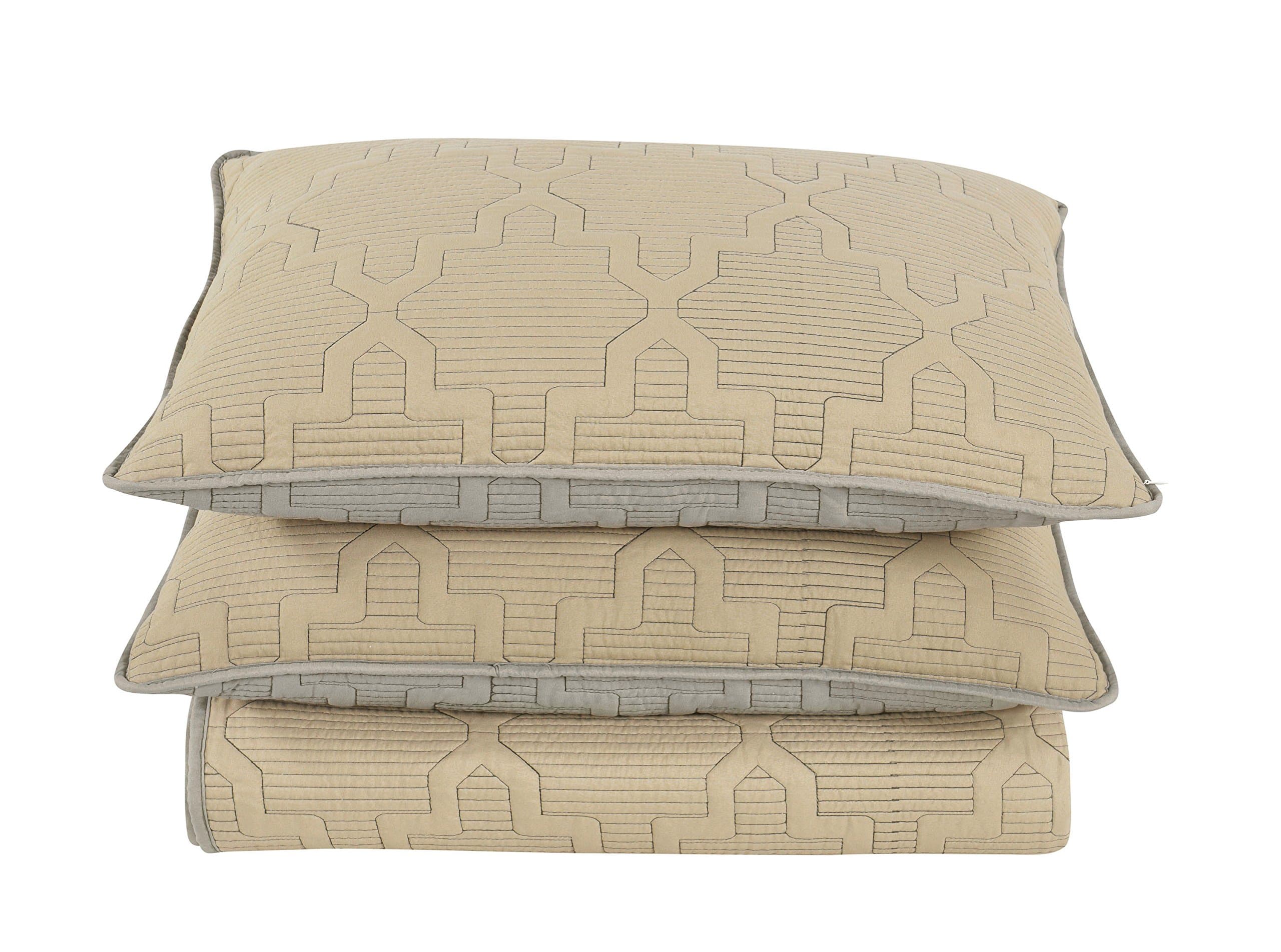 Brielle Casablanca, Reversible Quilt Set, King, Grey/Linen