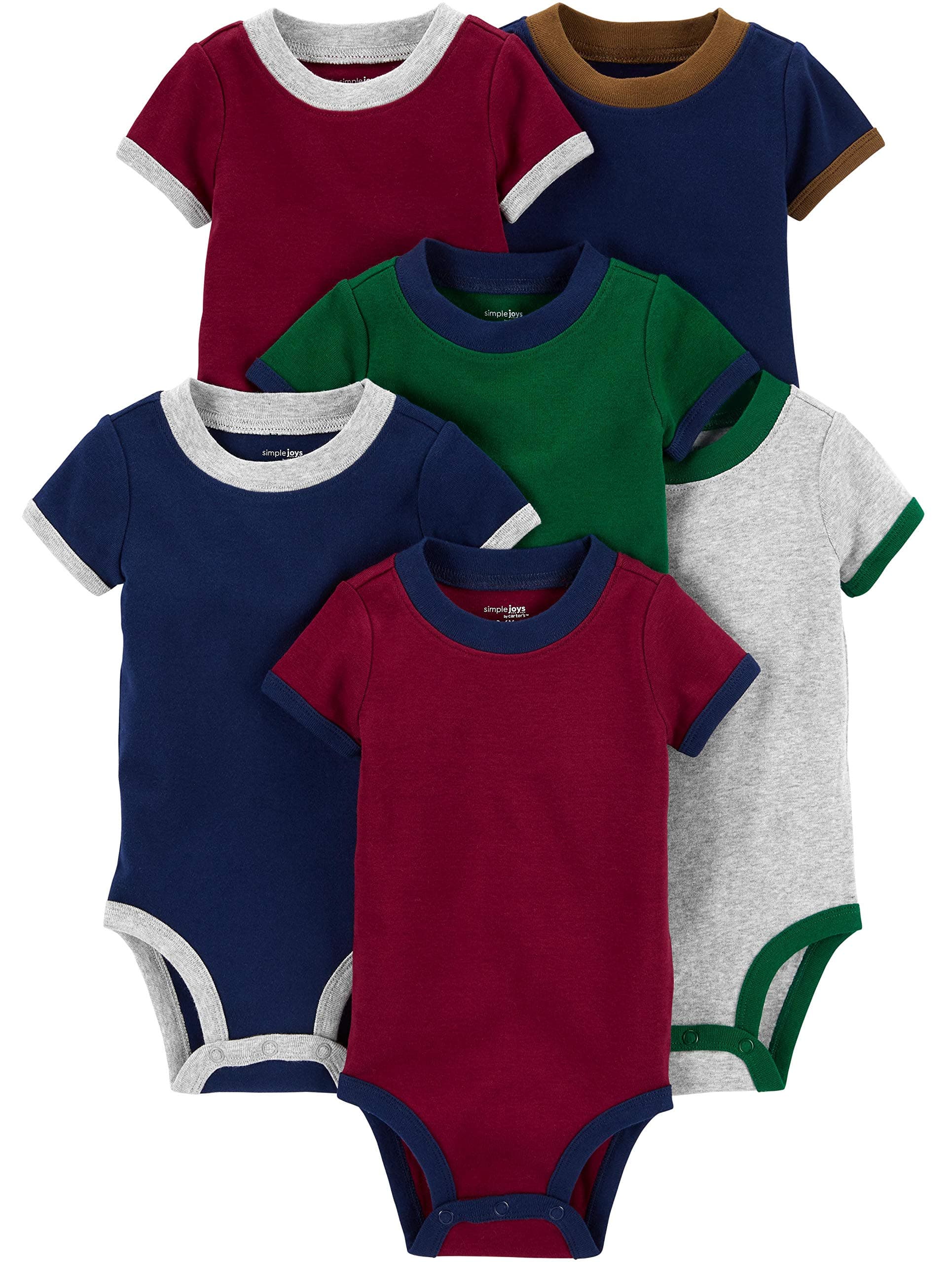 Simple Joys by Carter's Baby Boys 6-Pack Short Sleeve Bodysuits Shirt