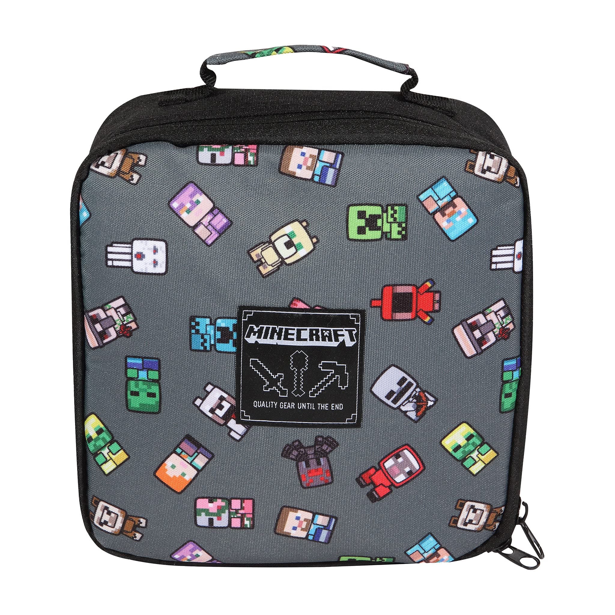 Popgear Minecraft Mini Characters Lunch Box, Kids, One Size, Grey, Official Merchandise