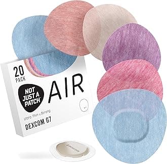 Not Just A Patch Air Dexcom G7 Adhesive Patches (20 Pack) - Stelo CGM & Dexcom G7 Over Patches with Ultra-Hold Durable Sensor Covers - Multicolor