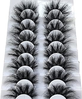 GMAGICTOBO False Eyelashes Fluffy Wispy Eyelashes Faux 3D Mink Lashes Thick Volume Long Soft Dramatic Strip Eye Lashes Pack 8 Pairs
