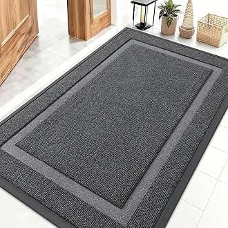 OLANLY Front Door Mat Indoor Outdoor Entrance, Waterproof All-Season, All-Weather Doormat, Sturdy Natural Rubber, Fade Resistant, Low Profile, Easy Clean Patio Porch Entryway Mat, 47x32, Grey