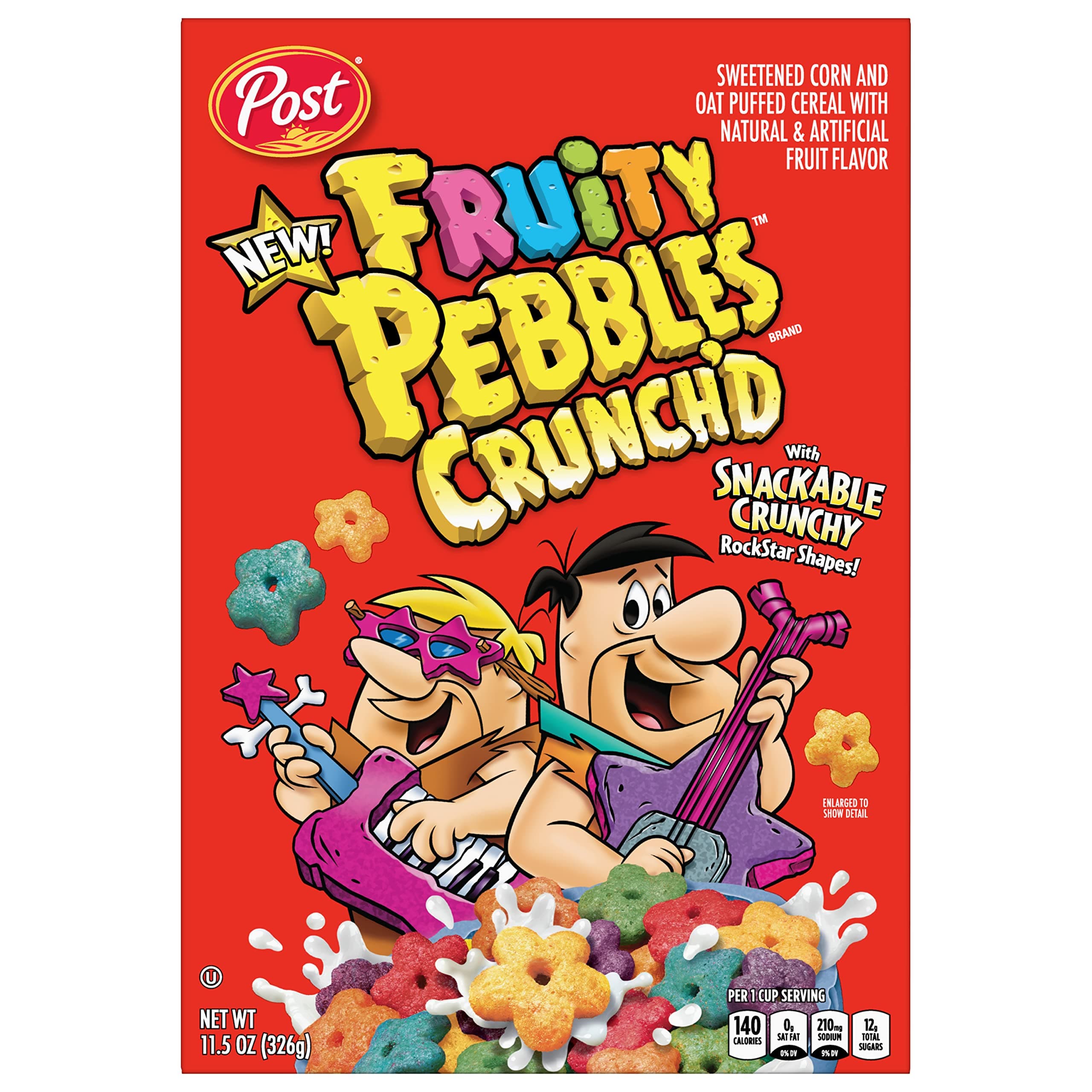 Post Fruity PEBBLES Crunch'D Cereal, 11.5 OZ Box