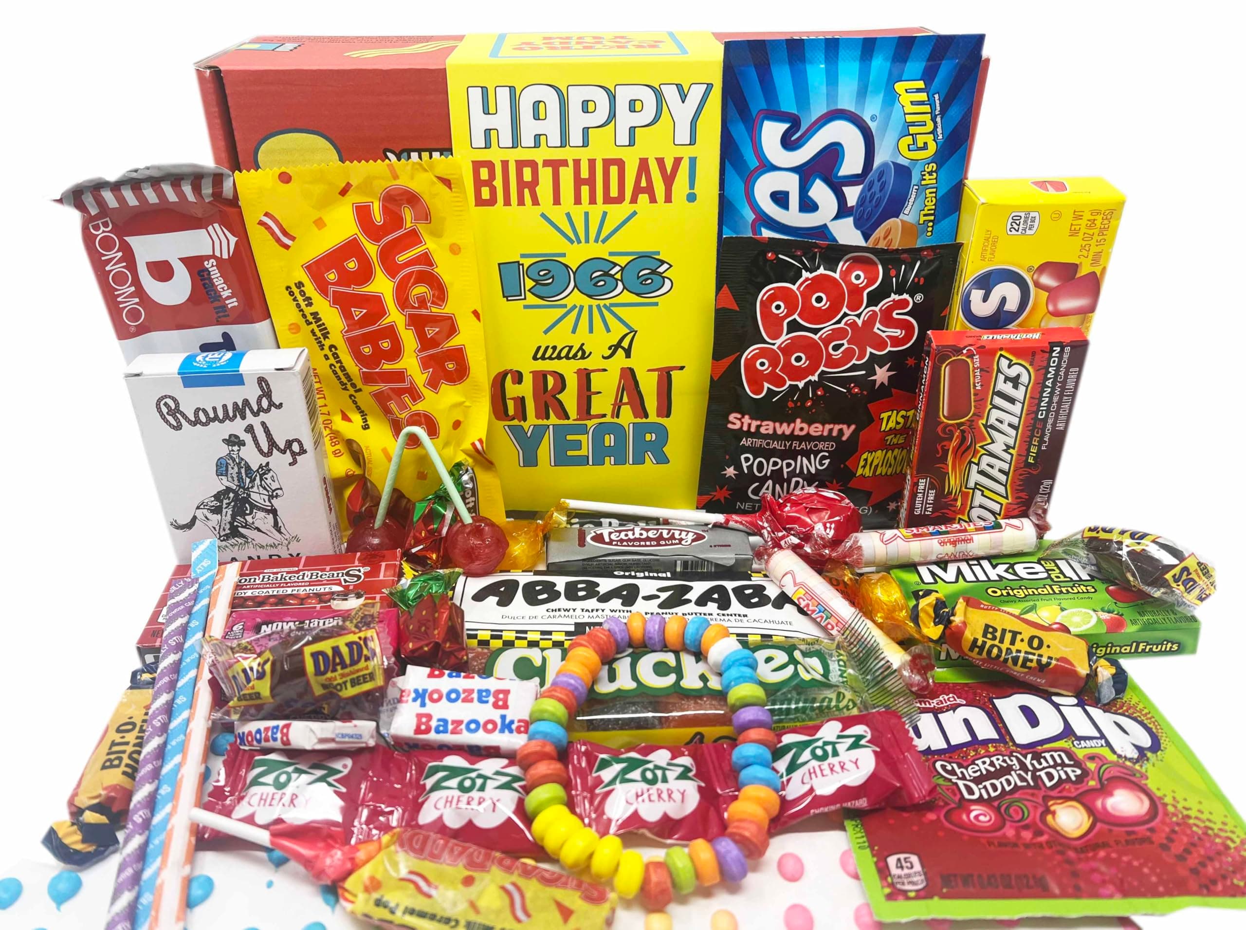 1966 Nostalgic Candy Childhood Mix Gift Box for 60th Birthday for Man or Woman Jr