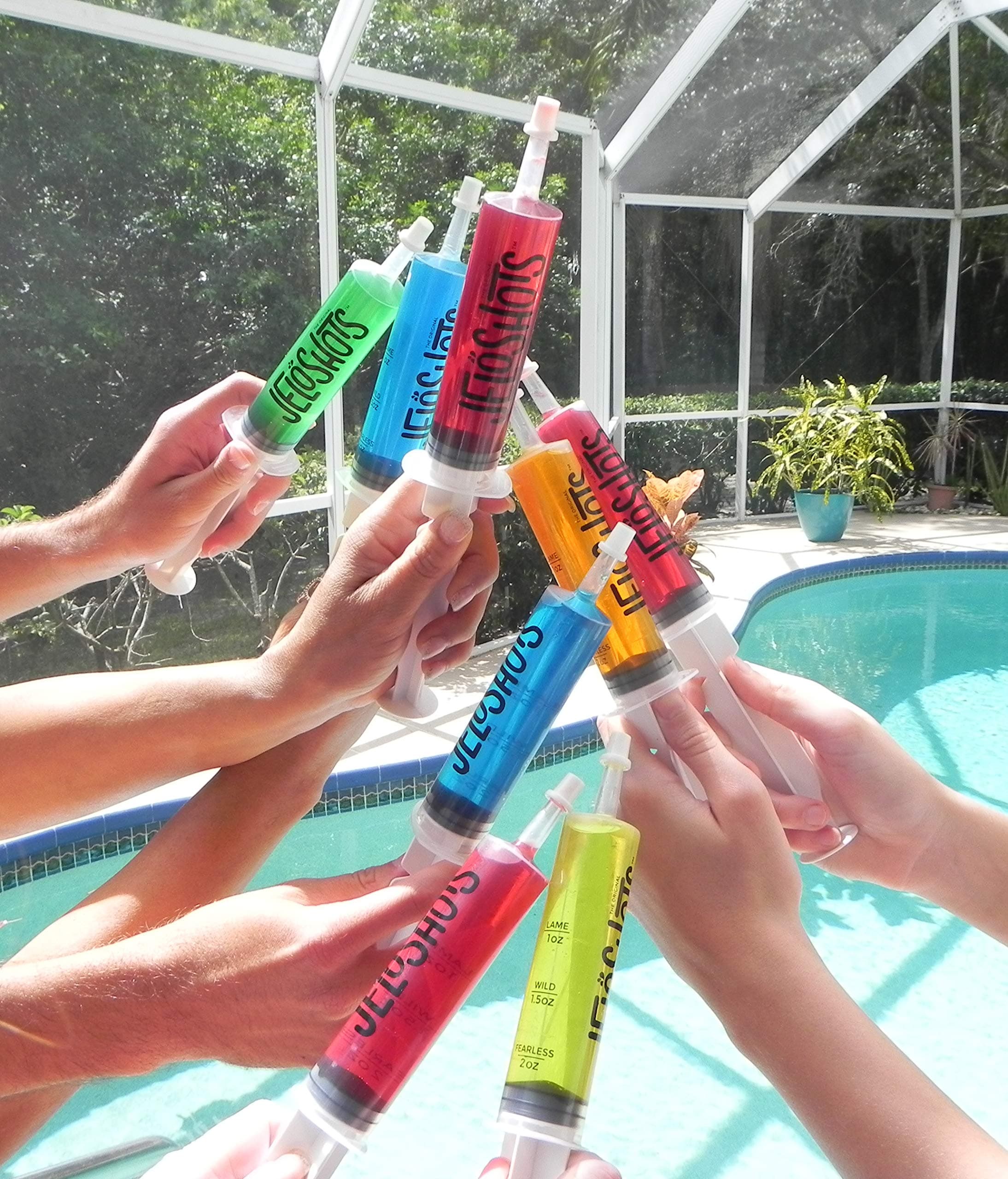 Jello Shot Syringes 128-Pack, Medium (up to 2oz), The Original JeloShots Jello Shot Inject Syringes with Easy-Grip Caps, in Resealable EZ Zip Bag Packages