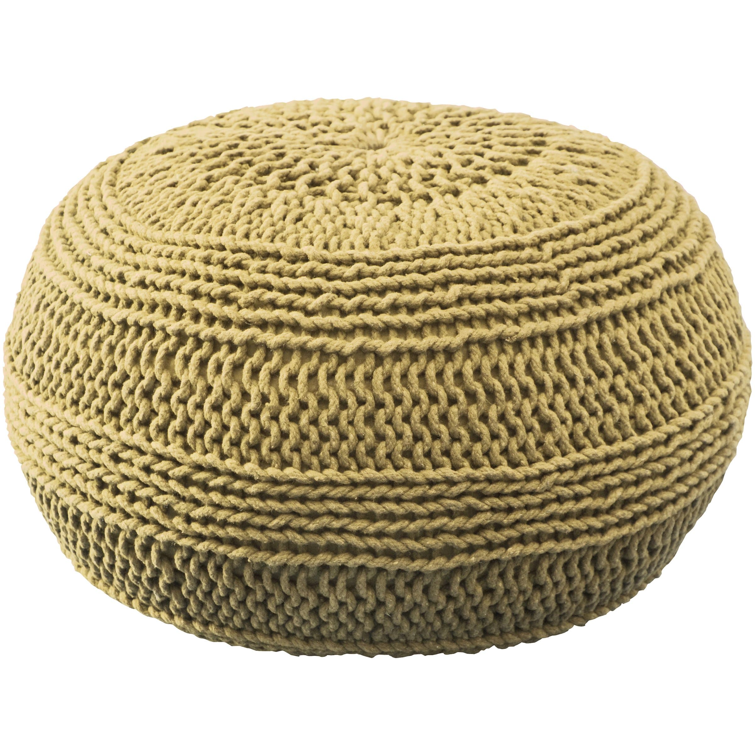 Rizzy Home | | 20"x20"x14" Mustard Cable Knit Pouf