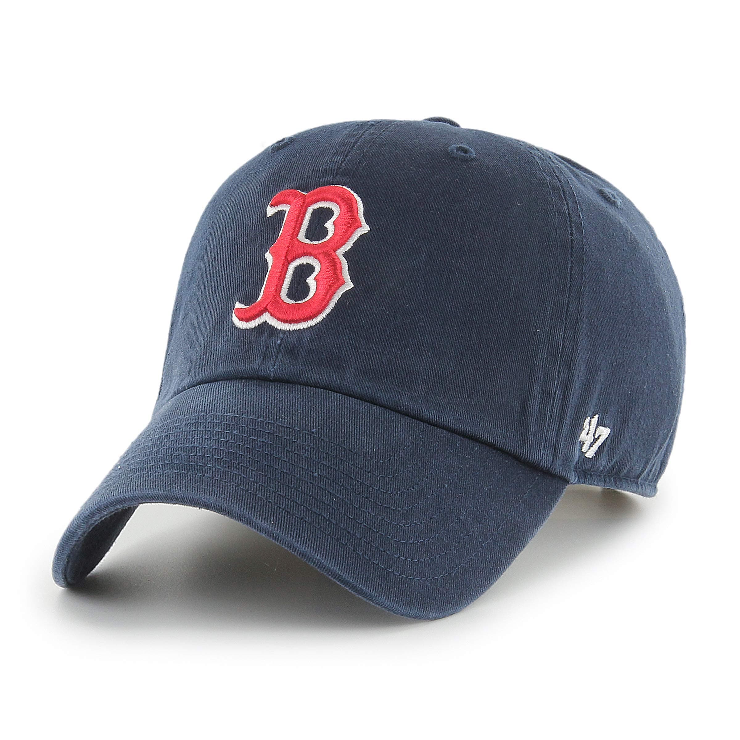 47 Boston Red Sox MLB Clean Up Unisex Baseball Cap, Adjustable, Red Logo, Navy Blue