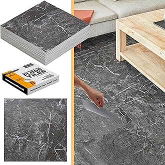Self Adhesive Vinyl Floor Tiles Pack of 30 Pieces Covers 30 ft² (2.79m²) Peel and Stick Floor Tiles Size 12x12 in (30.5x30.5cm) 1.5mm Thick Waterproof Kitchen Luxe Marble Effect Vinyl Flooring