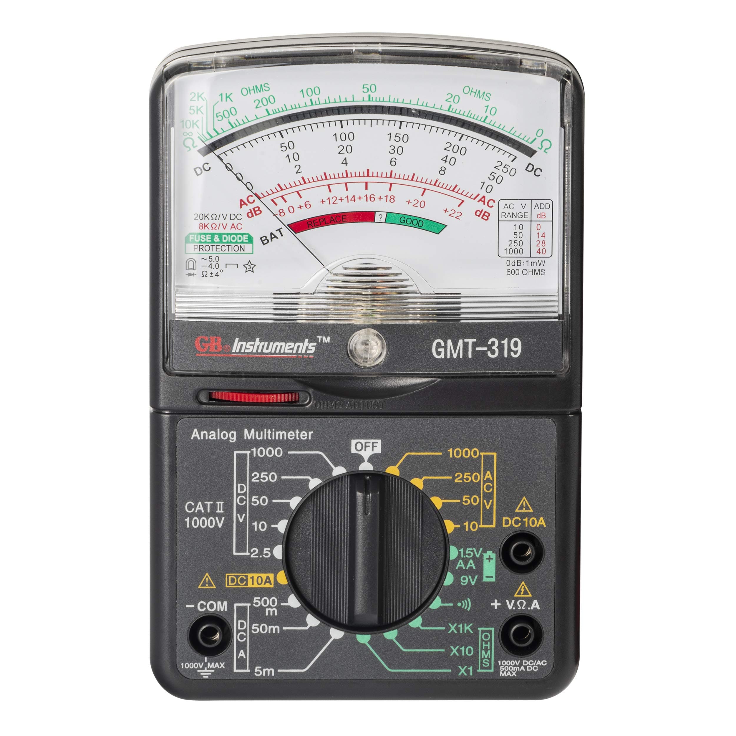 GMT-319 Multimeter Tester, RJ-45 & RJ-11, 7 Function / 19 Range 1000V Black