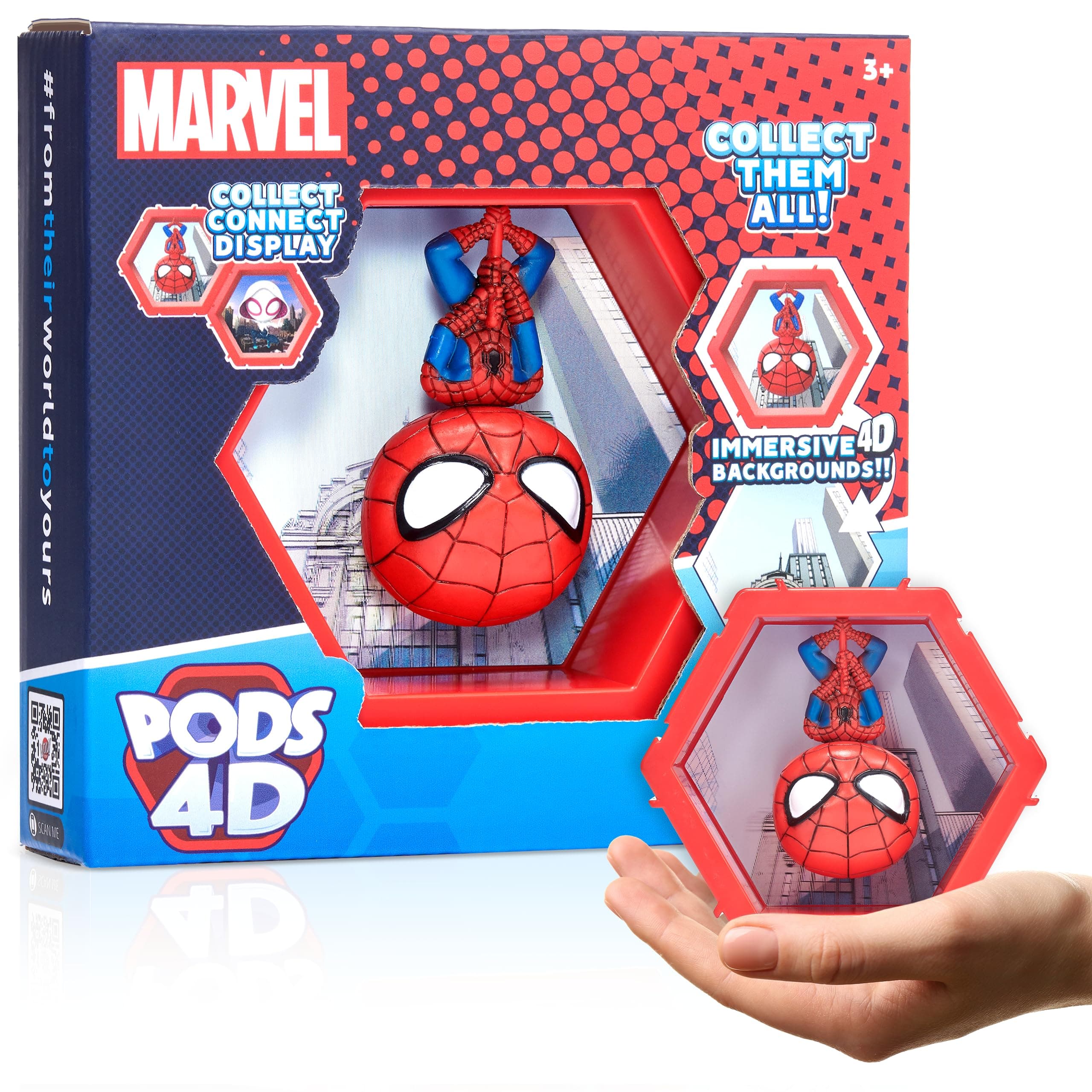 4D Marvel Spider-man, Unique Connectable Collectable Bobble-head figure that Bursts from their World into Yours, Wall or Shelf Display, Marvel Toys and Gifts, Series 1 no. 411