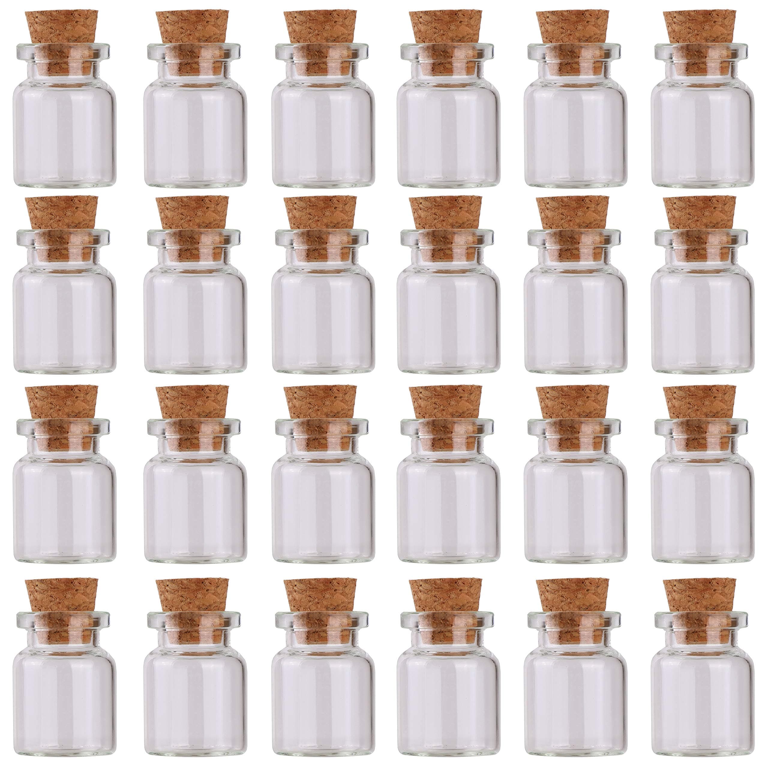 MaxMau 24pcs Mini Glass Bottles with Cork Stoppers 5ml DIY Art Crafts Storage Container,Tiny Glass Vials Cork for Wedding Decoration,Small Glass Corks Jars Party Favor