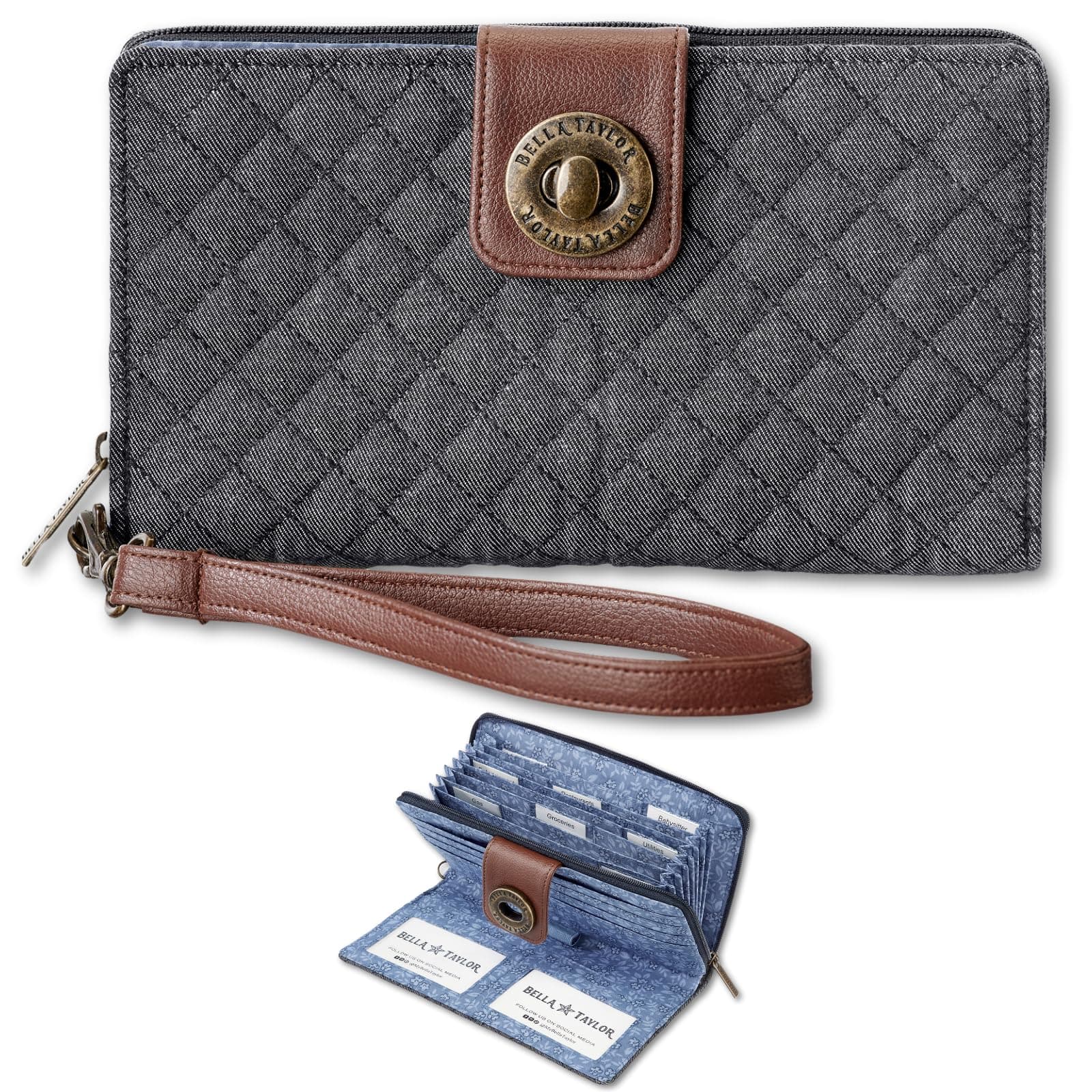 Bella Taylor Cash System Wallet for Envelope Budgeting - RFID Protected - Cash Stuffing Wallet with Detachable Wristlet