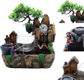 Creative Surprise-Tabletop Water Fountain with LED Lights and Atomizer -Indoor Waterfall Stream Rock Cavern Falls Feature - Calming and Relaxing Water Sound - Small 13 Inch Desktop Size