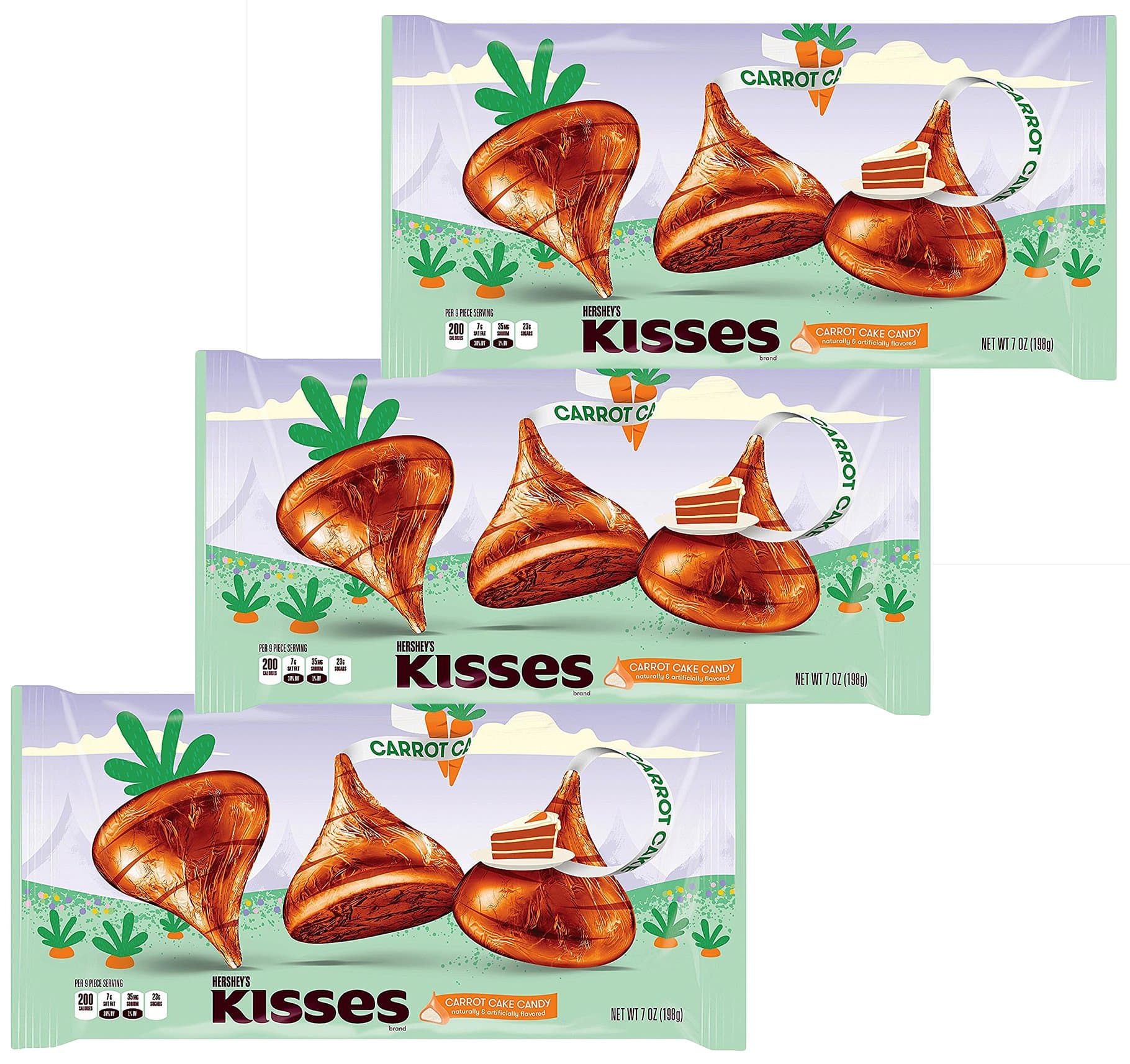 KISSES Chocolates - Carrot Cake Milk Chocolate Multi Pack - Bulk Easter Assortment - 9 Oz Ounce Bag Holiday Easter Candy For Home Office Work School - 3 Pack (Carrot Cake)