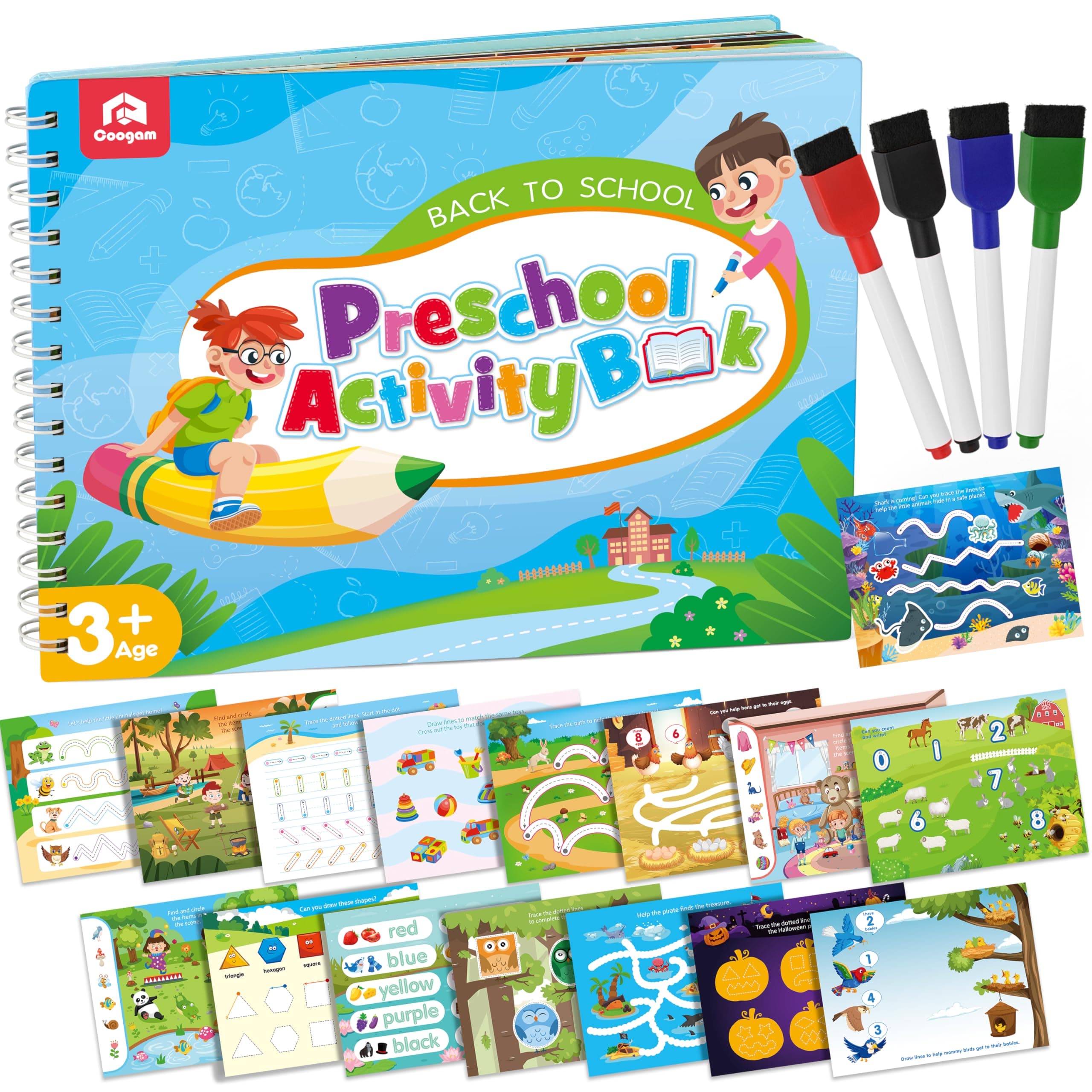 Coogam Preschool Activity Toy, Letters Numbers Tracing Book Learn to Write Alphabet ABC Handwriting Educational Toy Fine Motor Gift for 3 4 5 Years Old Kids