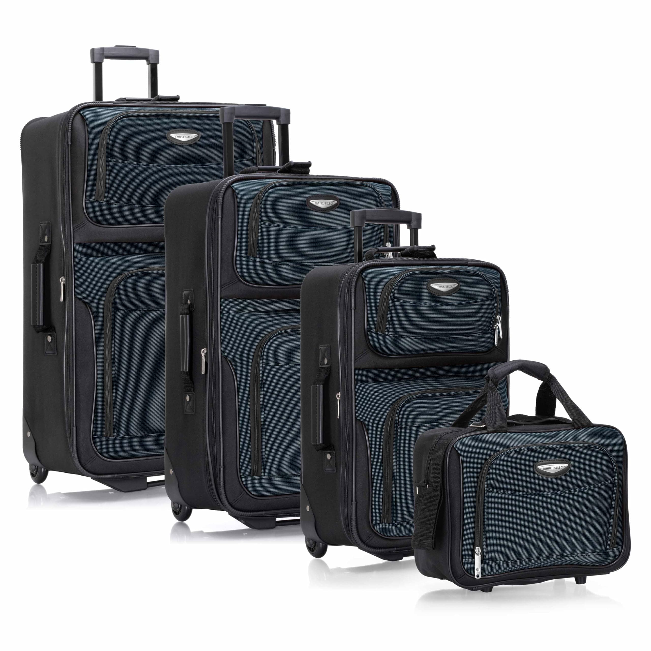 Travel Select Amsterdam Softside Expandable Luggage with Rolling Wheels, Navy, 4-Piece Set (15/21/25/29)