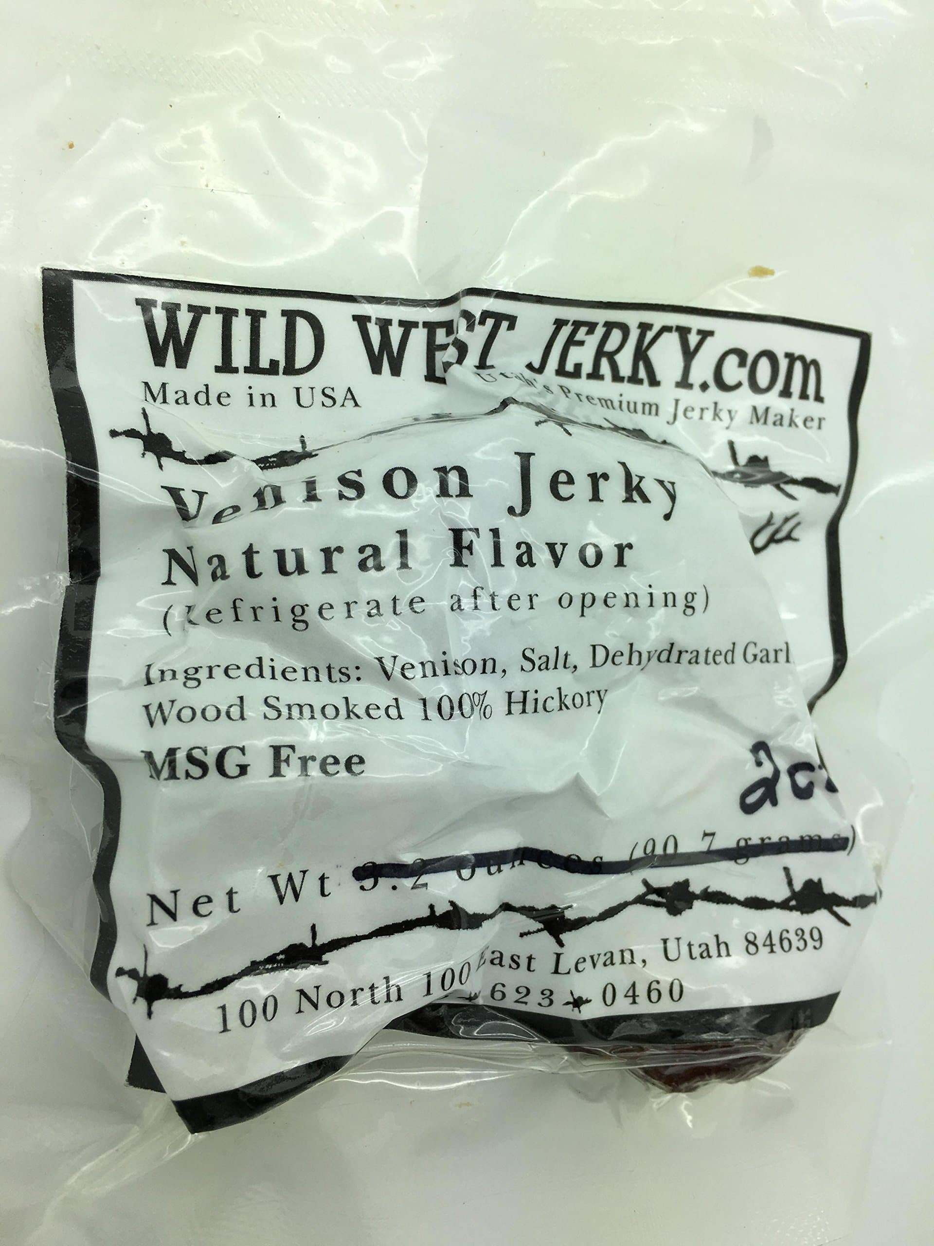 Wild West Jerky #1 Best Premium 100% Natural Grass Fed Hand Stripped 2 OZ. Thick Cut Delicious Tasty Bold Flavor Venison (Deer) Jerky from Utah USA - Smoked with Hickory Wood