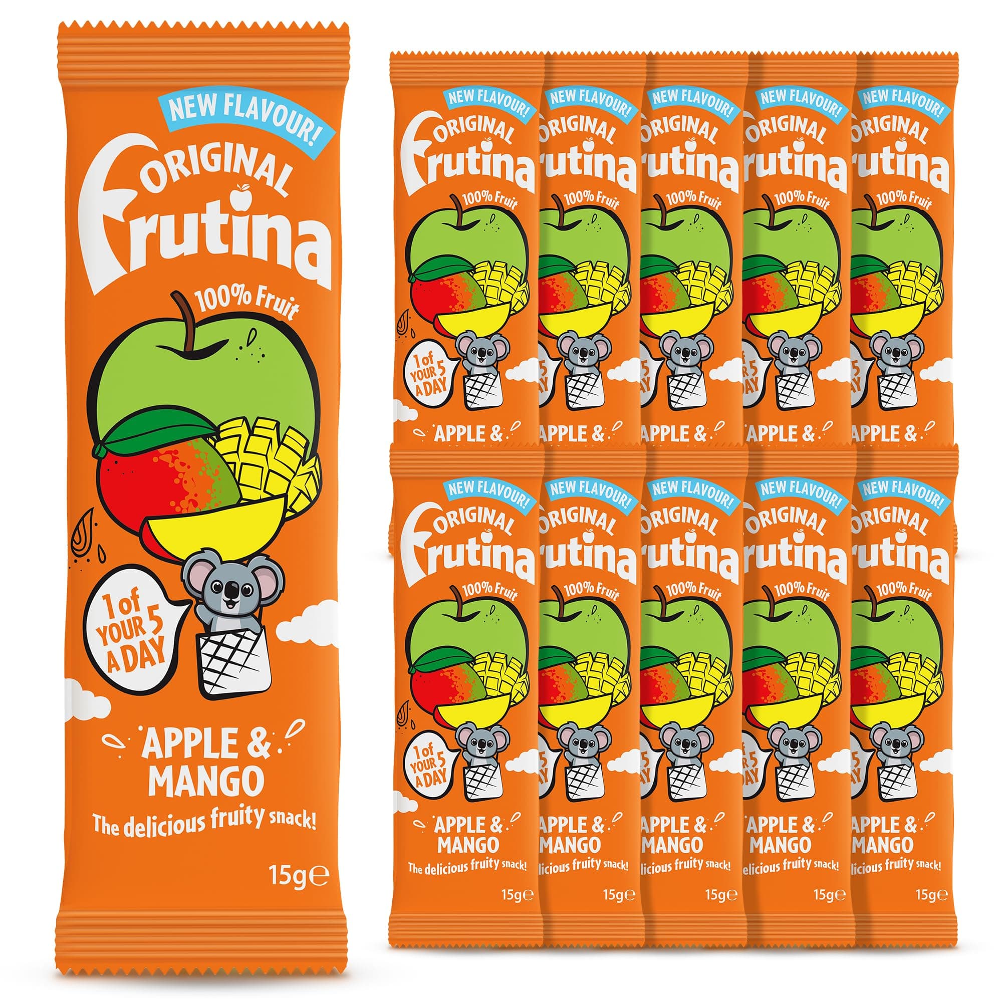 Frutina Apple and Mango Fruit Bars - Multipacks of 10 x 15G, Fruit Snacks - 100% Dried Fruit with No Added Sugar, No Preservatives and No Artificial Colours and Flavours