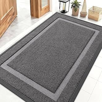 OLANLY Front Door Mat Indoor Outdoor Entrance, Waterproof All-Season, All-Weather Doormat, Sturdy Natural Rubber, Fade Resistant, Low Profile, Easy Clean Patio Porch Entryway Mat, 47x32, Dark Grey