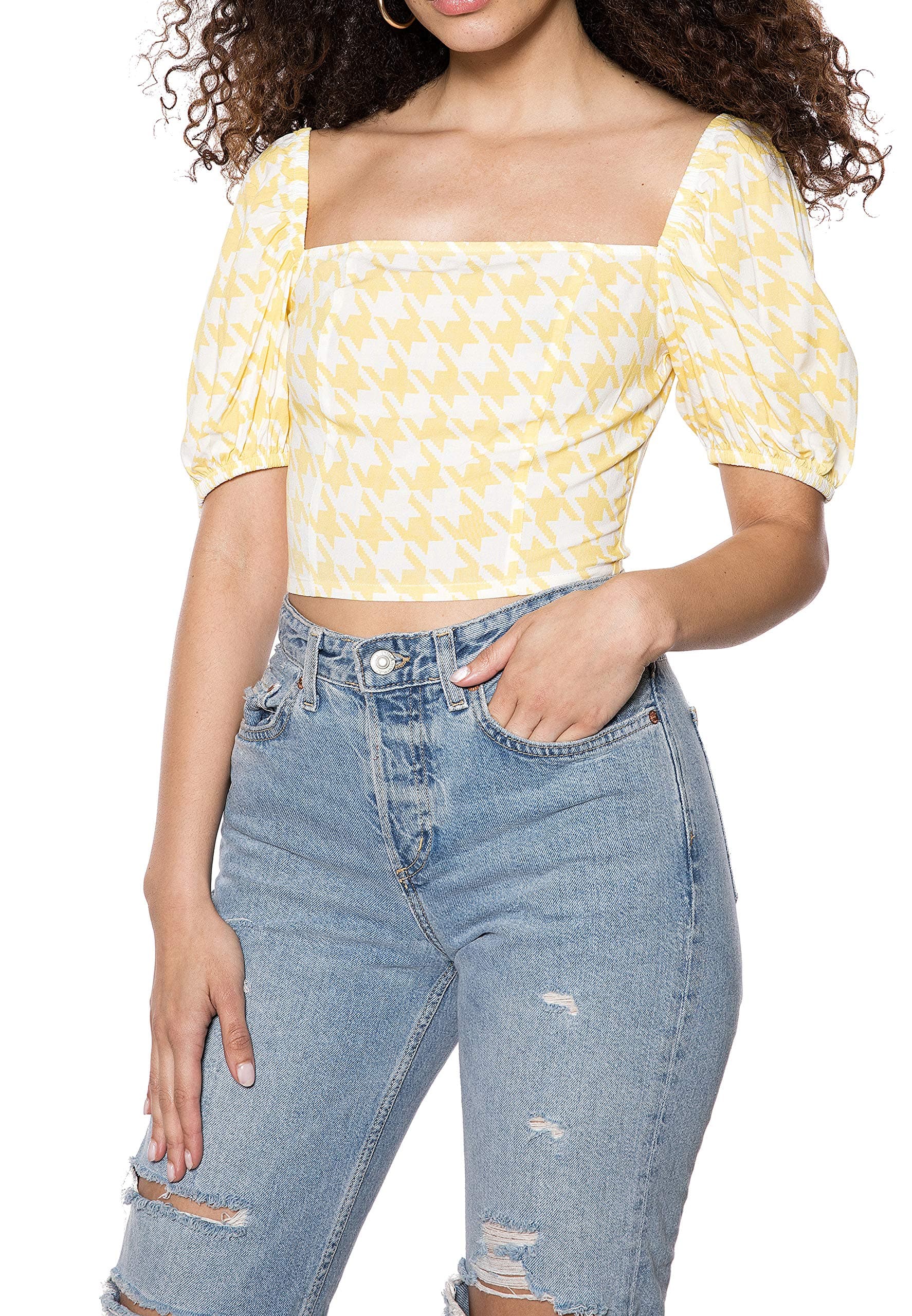 IVYREVEL Women's Puff Sleeve Top Tank Top