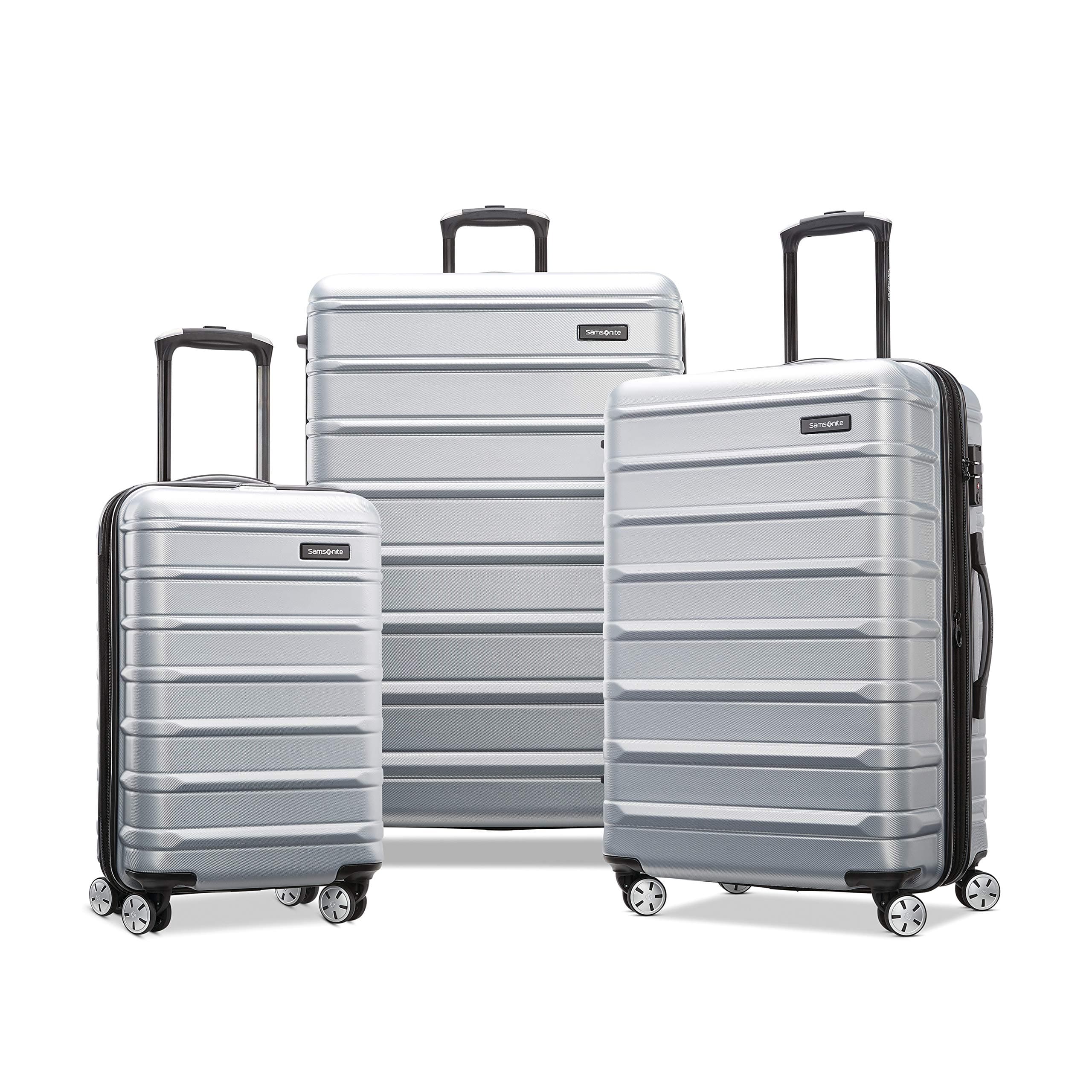 Omni 2 Hardside 3 Piece Set - Includes Global Carry-On, Medium, & Large Checked Suitcases - 360° Dual Spinner Wheels - Integrated TSA Lock & Expansion - Amazon Exclusive - Artic Silver