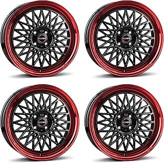 4x Borbet rims alloy rims B 7x17 ET30 4x100 black rim red compatible with Suzuki Baleno Ignis Swift