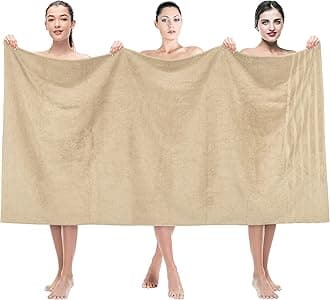 35x70 Jumbo Large Bath Towel, 600 GSM 100% Cotton Turkish Bath Sheet, Oversized Luxury Bath Towel for Bathroom Beach and Pool, Beige