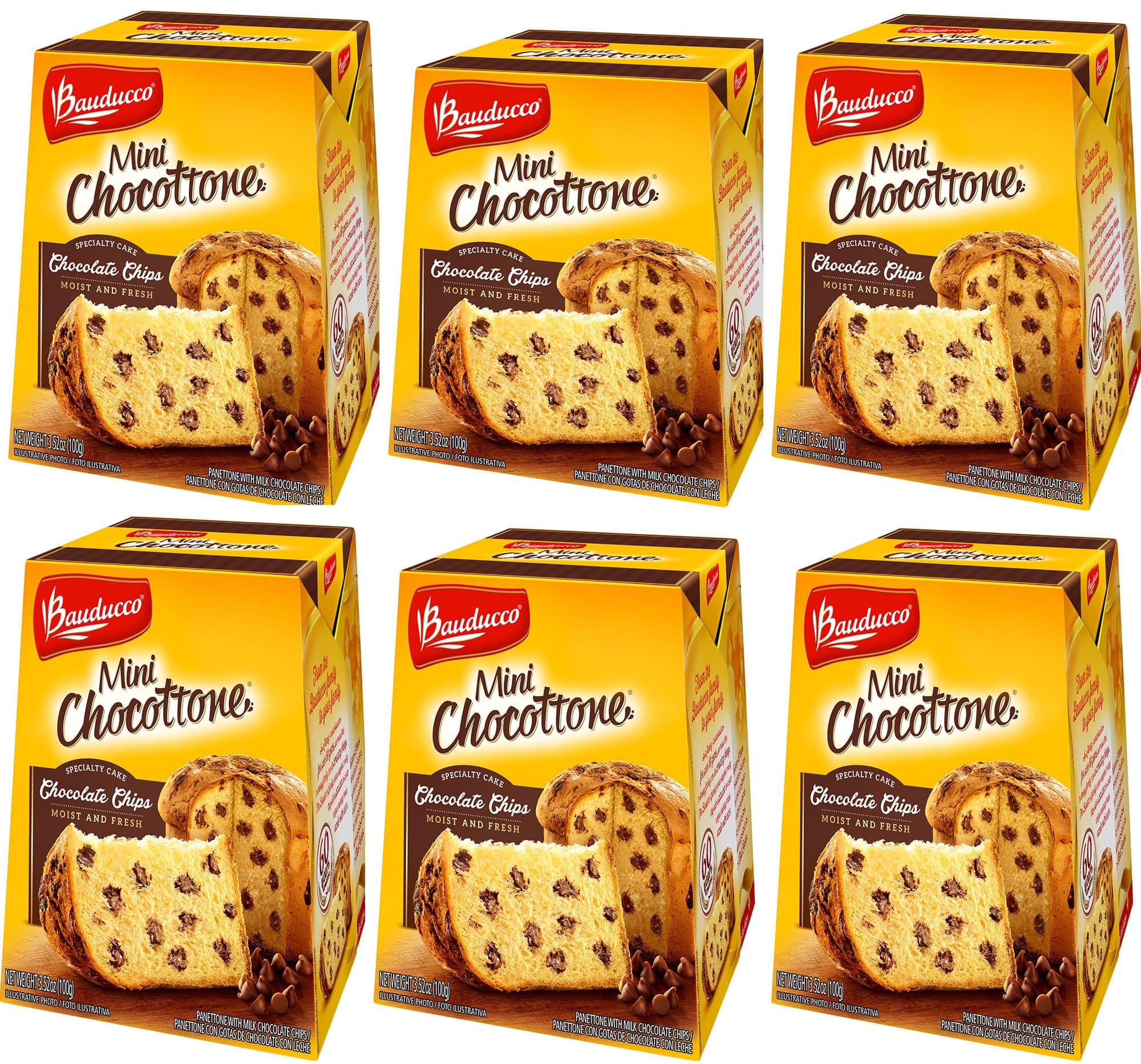 Bauducco Mini Panettone Specialty Cake - - 3 oz-80g (Chocottone, 6 Pack) By BRCOFFEE®