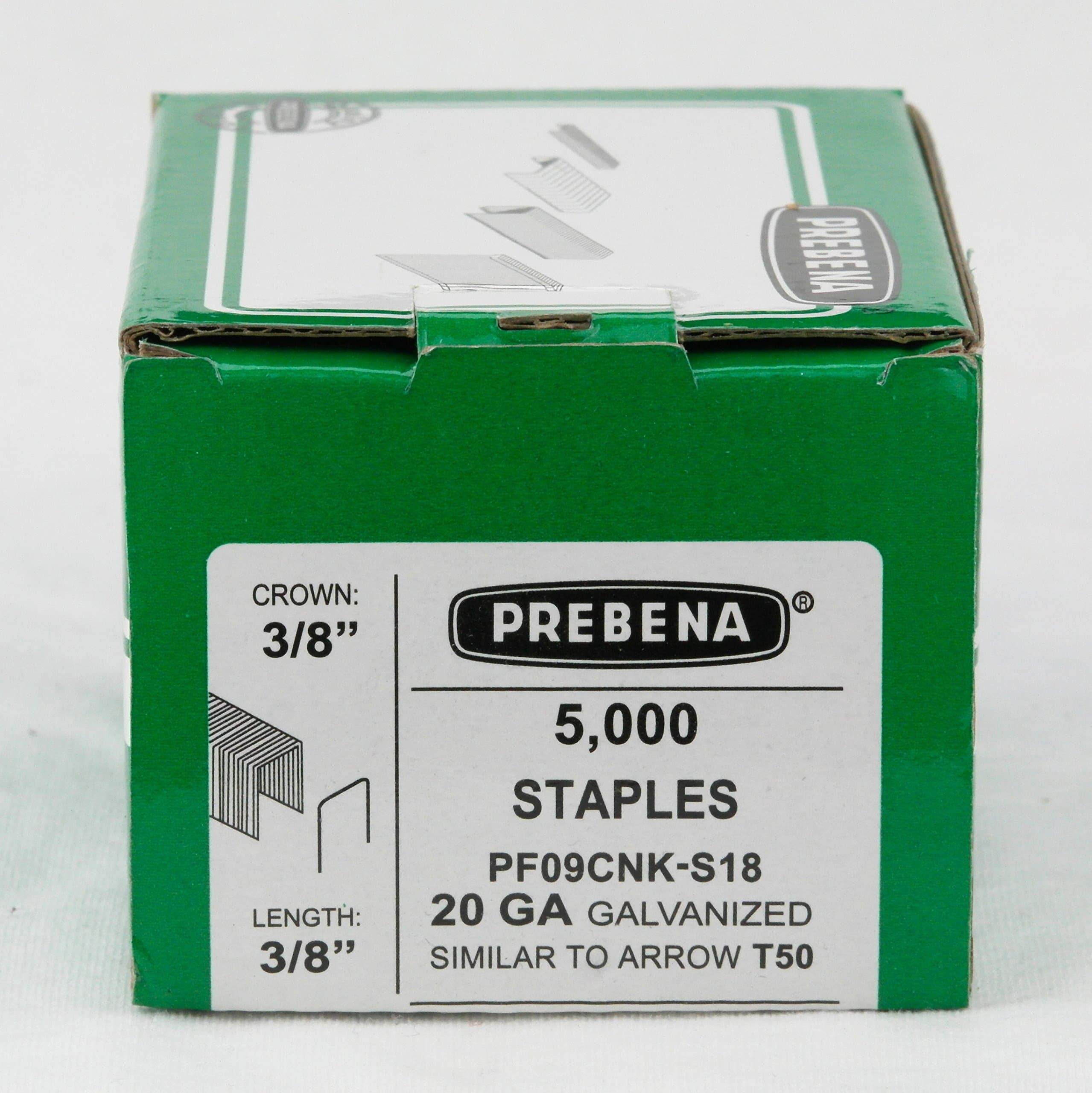 20GA 3/8 Crown x 3/8" Length Galv. 5,000-Pack Arrow T-50 Style Hammer Tacker Staples