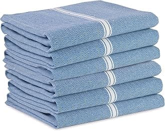 LANE LINEN Kitchen Towels Set - 100% Pure Cotton Dish Towels for Kitchen, Super Absorbent Kitchen Hand Towel, Tea Towels, Soft & Durable Dish Cloths, Pack of 6 – 14”x25”, Indigo