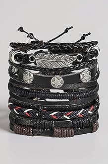 Shining Diva Fashion Genuine Leather Bracelet Wraps Casual Skin Friendly Bracelets for Men Boys