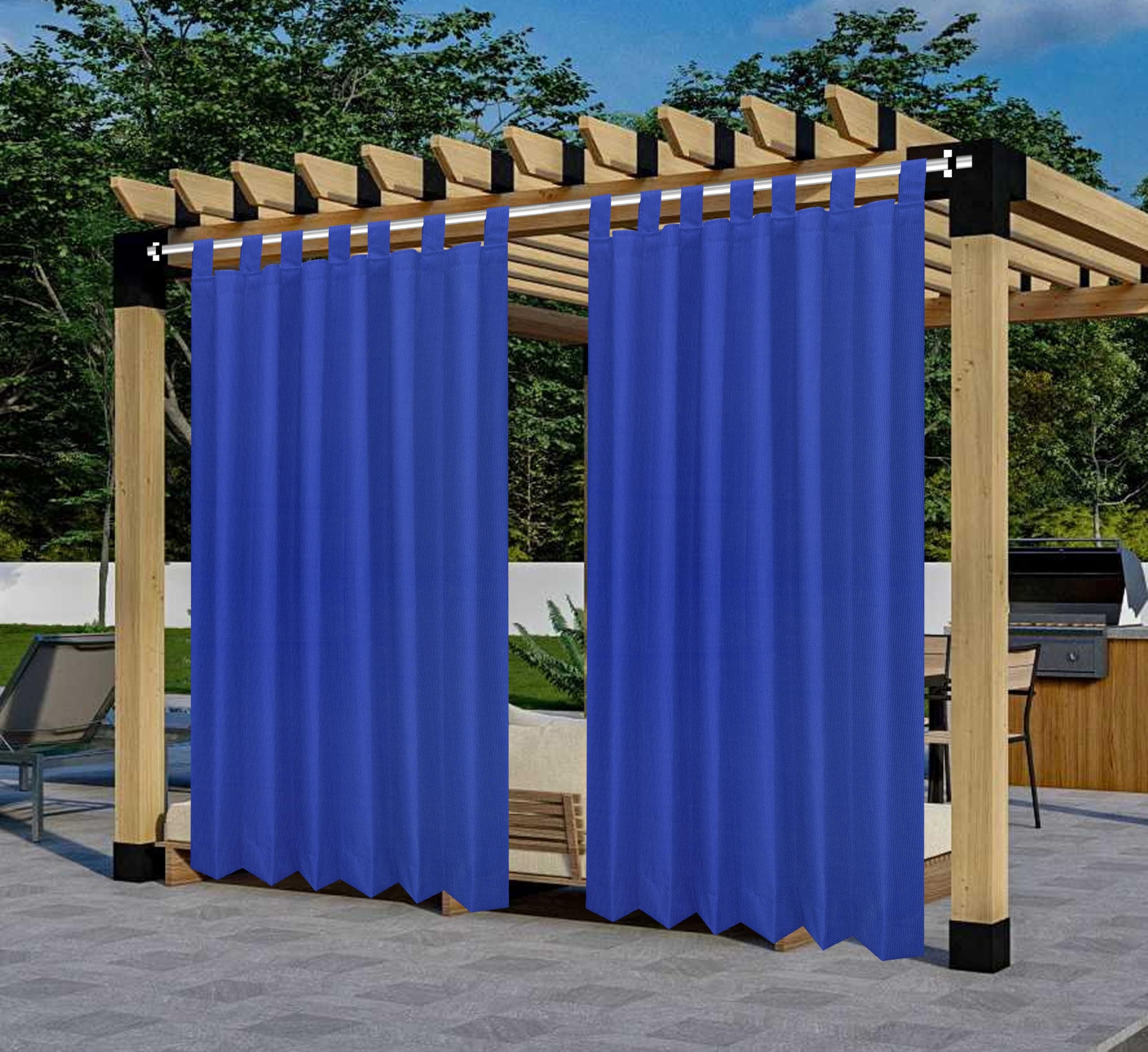 Polyester 300GSM Fabric Waterproof Rain & Sun Blockage Curtains(RoyalBlue 4.5 X 5.5 Feet,Pack of 2) with Top Style Loop Used for Door,Balcony,Outdoor & Indoor Area