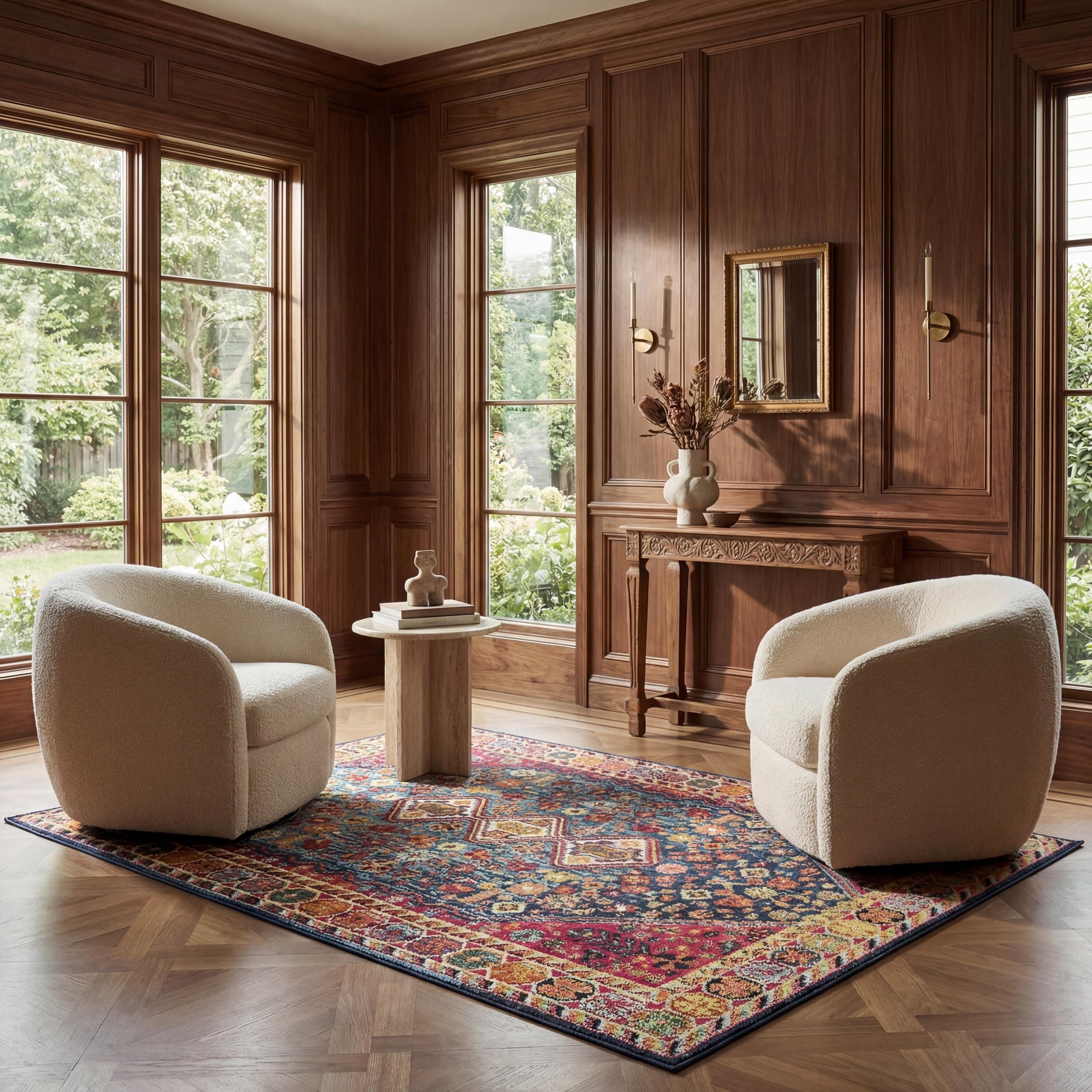 Nuloom Erline Multicolor/Blue, 4' x 6', Oriental Medallion, Soft and Cozy, High Traffic, Stain Resistant, Easy Clean, Durable Area Rug for Bedroom, Living Room, Dining Space, Den, Foyer, Entryway