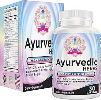Ayurvedic Herbs 17-in-1 Supplement | Mind & Body Balance | Ayurveda Health Support Blend | Ayurvedic Supplements | 1-Month Supply | 30 Capsules