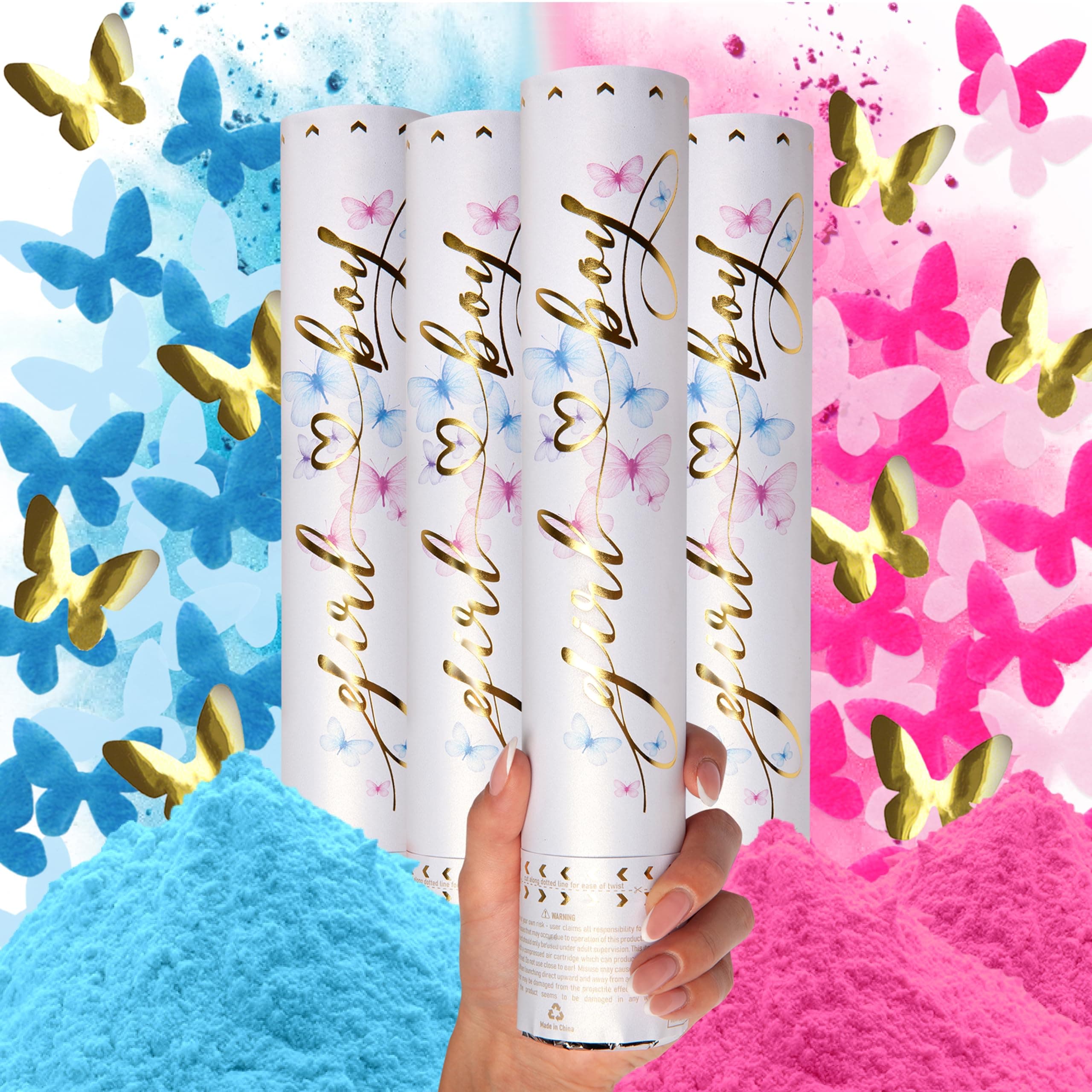 Butterfly/Powder Confetti Cannons - 4 Pack