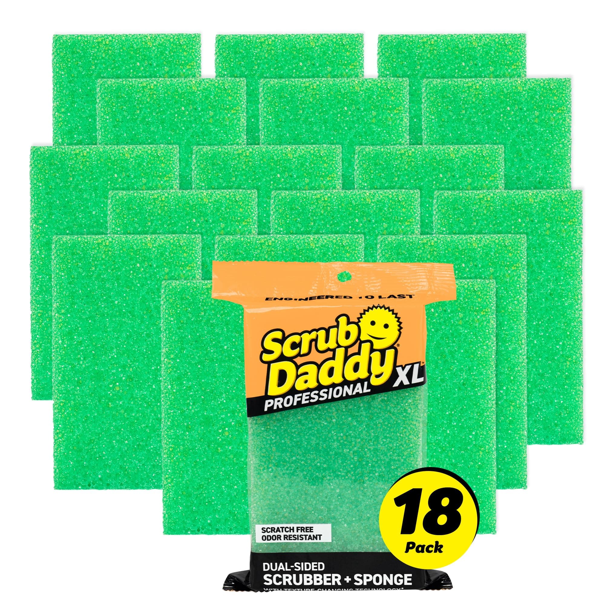 Scrub Daddy Extra Large Sponge Daddy - Bulk Kitchen Sponges for Cleaning Different Rooms & Surfaces - Dual-Sided Dish Scrubber with FlexTexture Foam (18 Count)