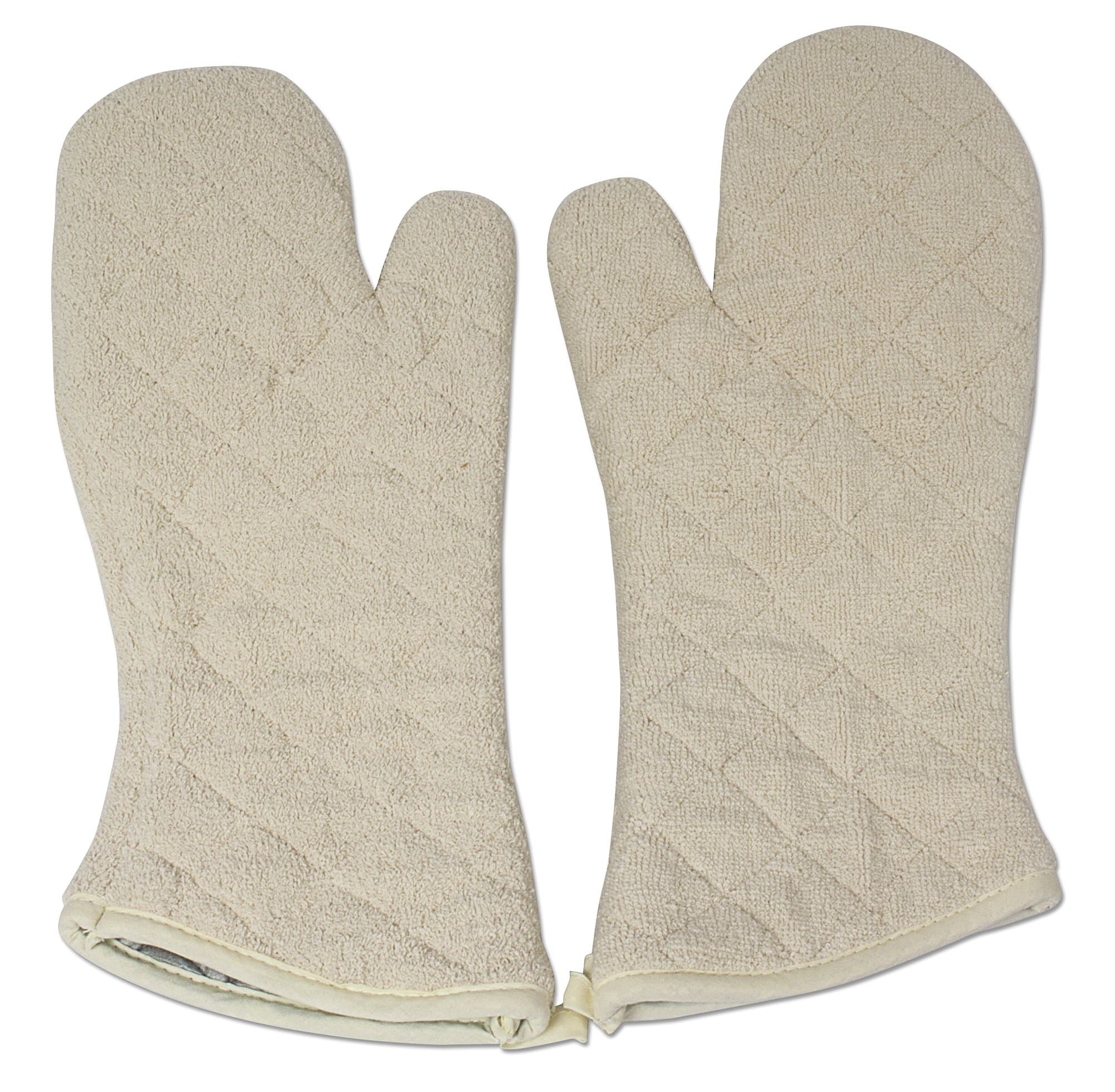 Quilted Cotton Terry Oven Mitts for Baking, BBQ, and Cooking Protection, Heat-Resistant Gloves for Kitchen and Grill, Comfortable Grip, Machine Washable, Reusable, 17-Inch, 1 Pair