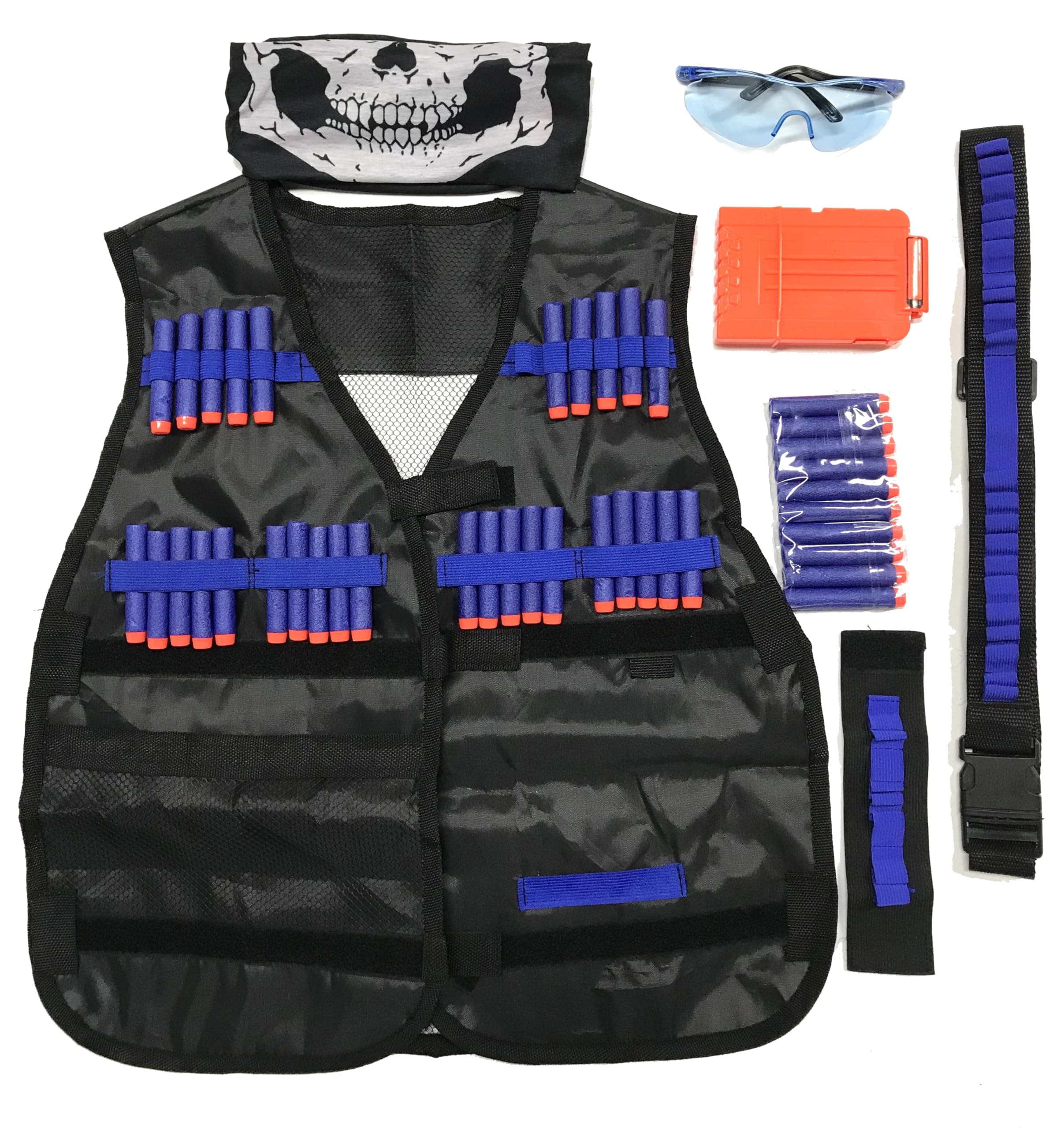 Tactical Vest Kit for Kids Compatible with Nerf Guns N-Strike Elite Series Accessories with 20-Dart Magazine, Adjustable Goggles & Mask - Role Play Battle Gear Set