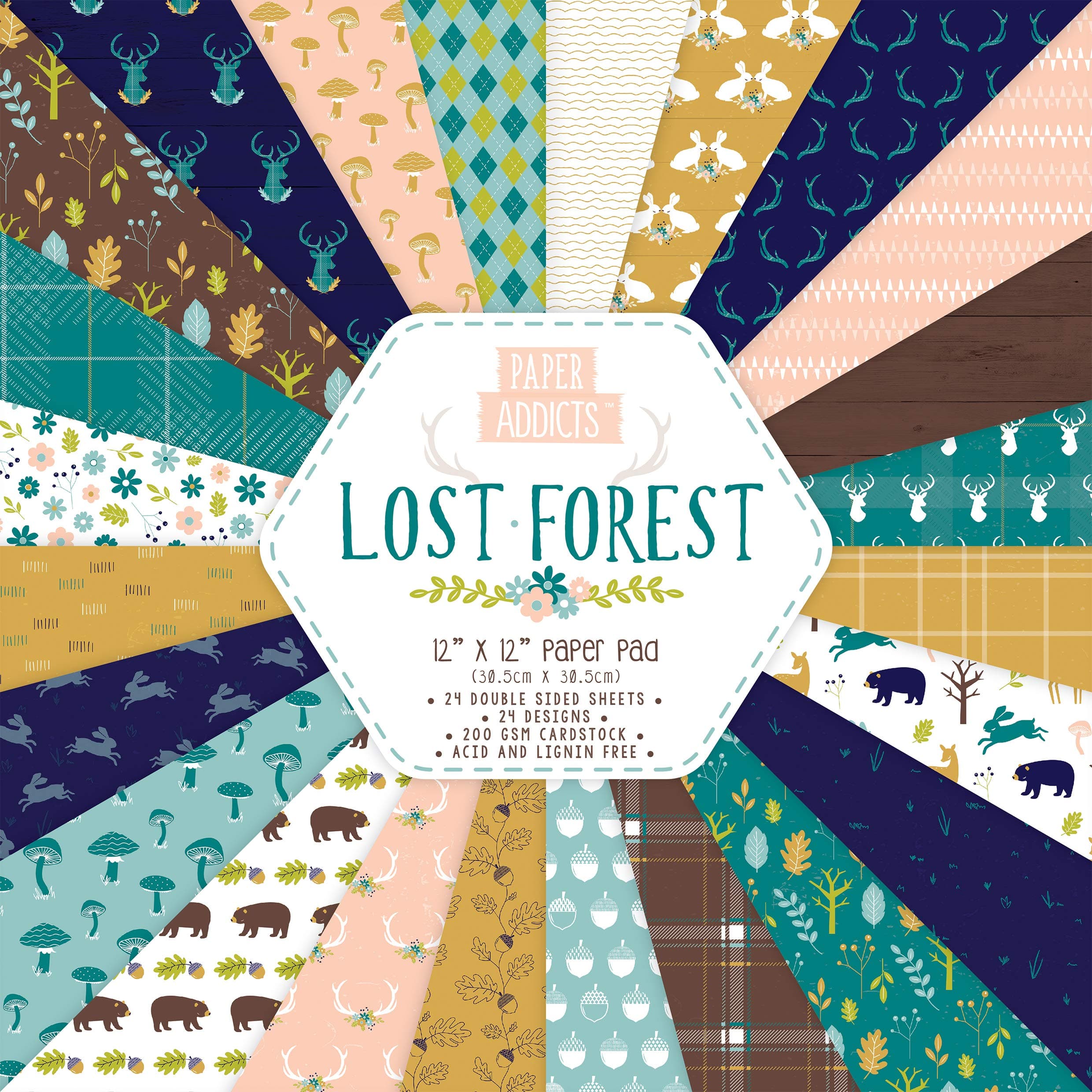Paper Addicts Lost Forest Paper Pad 12" x 12"
