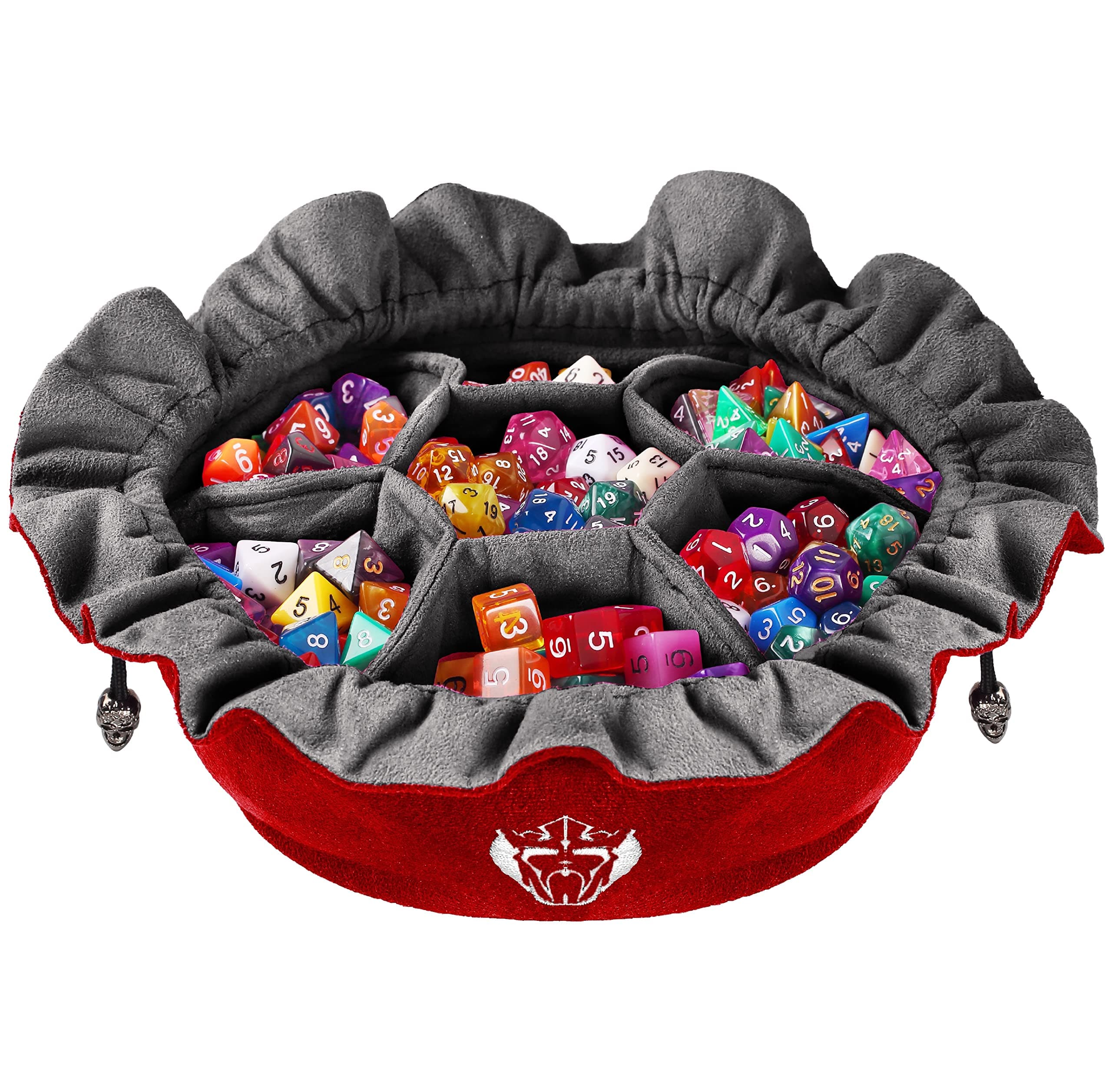 CardKingPro Immense Dice Bags with Pockets - Red - Capacity 150+ Dice - Great Organizer for Dice Hoarders, Perfect for Dungeons and Dragons [Patented Design]