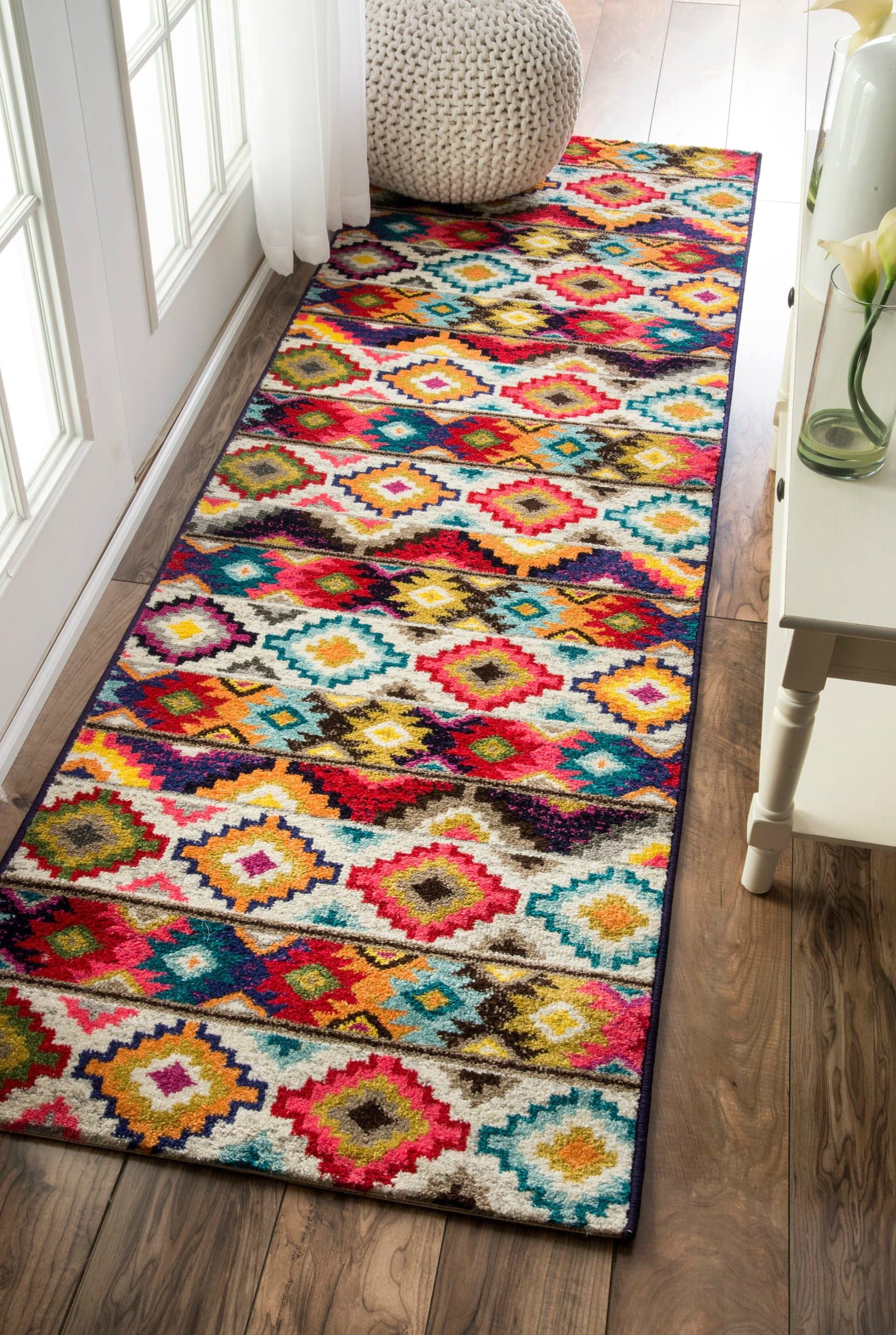 Modern Runner Rug Multi Color Carpet Red Plush Diamond Southwest Area Rugs Entrance (2'5x8')