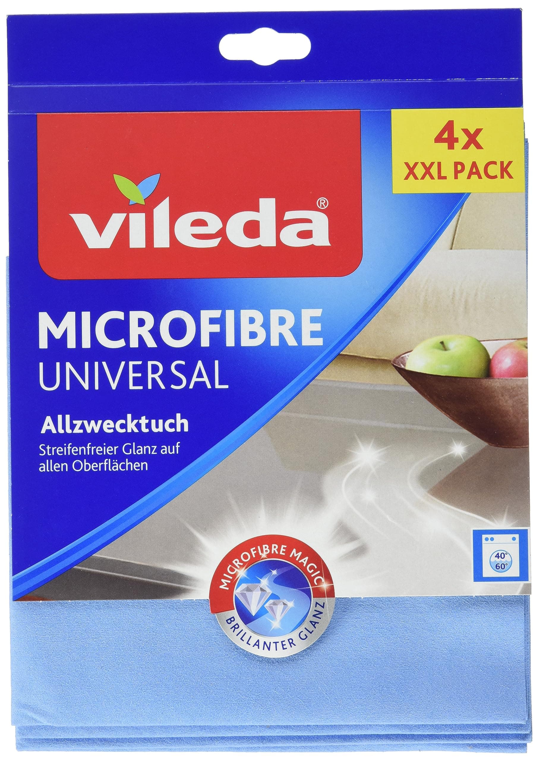 Vileda Universal Multi-Purpose Microfibre Cloth, 4er Packung