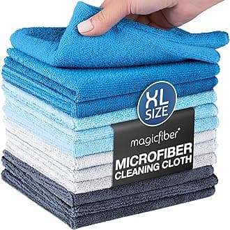 Microfiber Cleaning Cloth - Higher Quality, Larger Size - Micro Fiber Cloth for Cleaning Rags, Dust Cloths, Kitchen Dish Towels (12 Pack, 13”x11”)