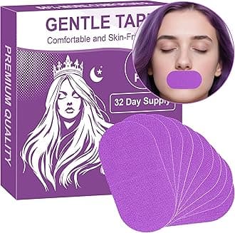 Mouth Tape for Sleeping - 32 Pack Purple Anti-Snoring Strips for Improved Nose Breathing and Snore Reduction,Gentle Transparent Tape Strips, Pain-Free Removal and Hypoallergic Tape