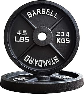 Signature Fitness Olympic 2-Inch Cast Iron Plate Weight Plate for Strength Training and Weightlifting, Multiple Sizes