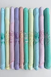 Women'S Embroidered 100% Pure Cotton Handkerchief Multicolor | Hanky For Women | Pack Of 10