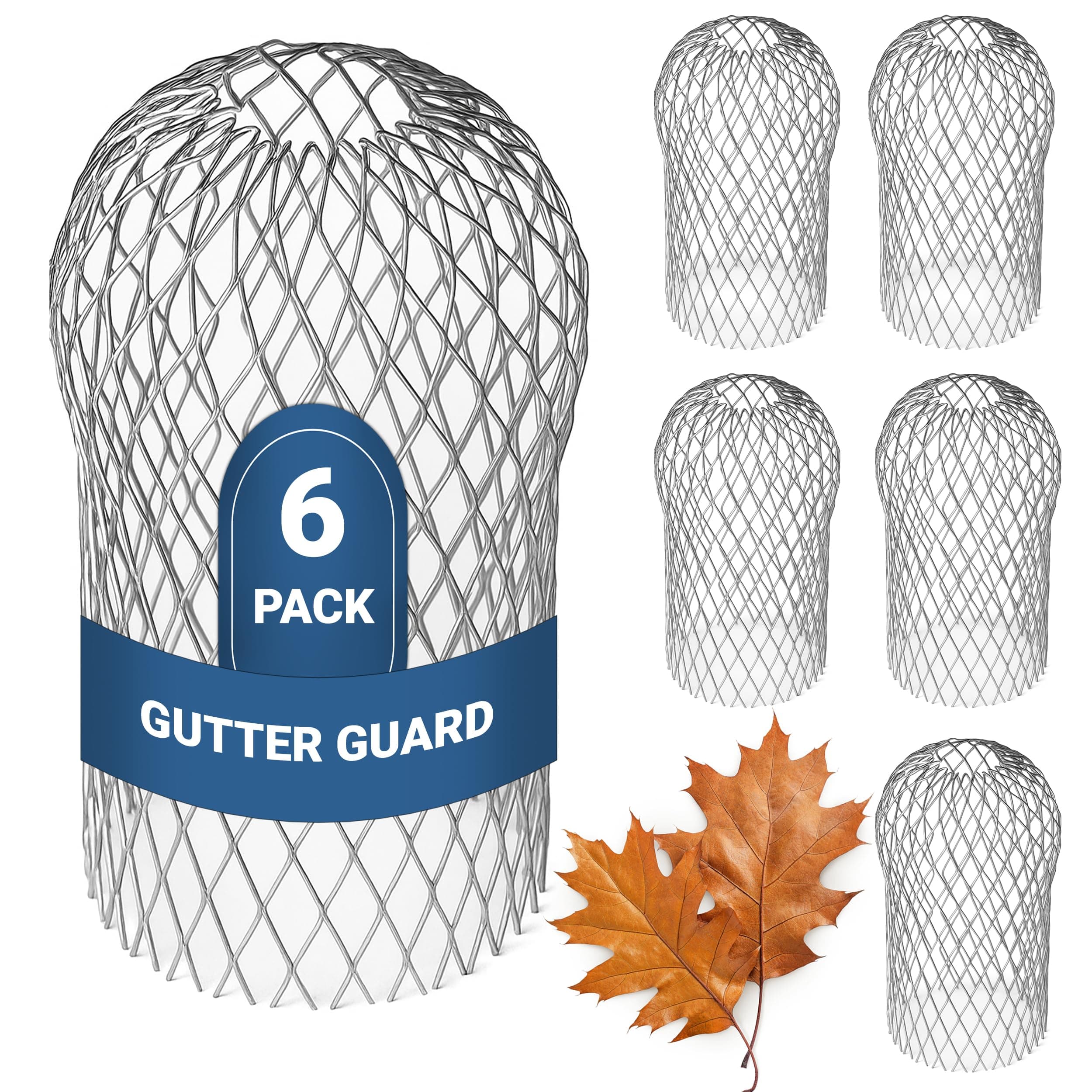Gutter Guard (6 Pack) Leaf Filter Gutter Strainer & Downspout Guard - Better Than Roof Gutter Screen - Mesh Leaf Guards With Up To 4in Diameter - Gutter Drain Cover & Gutter Down Spout Rain Protector