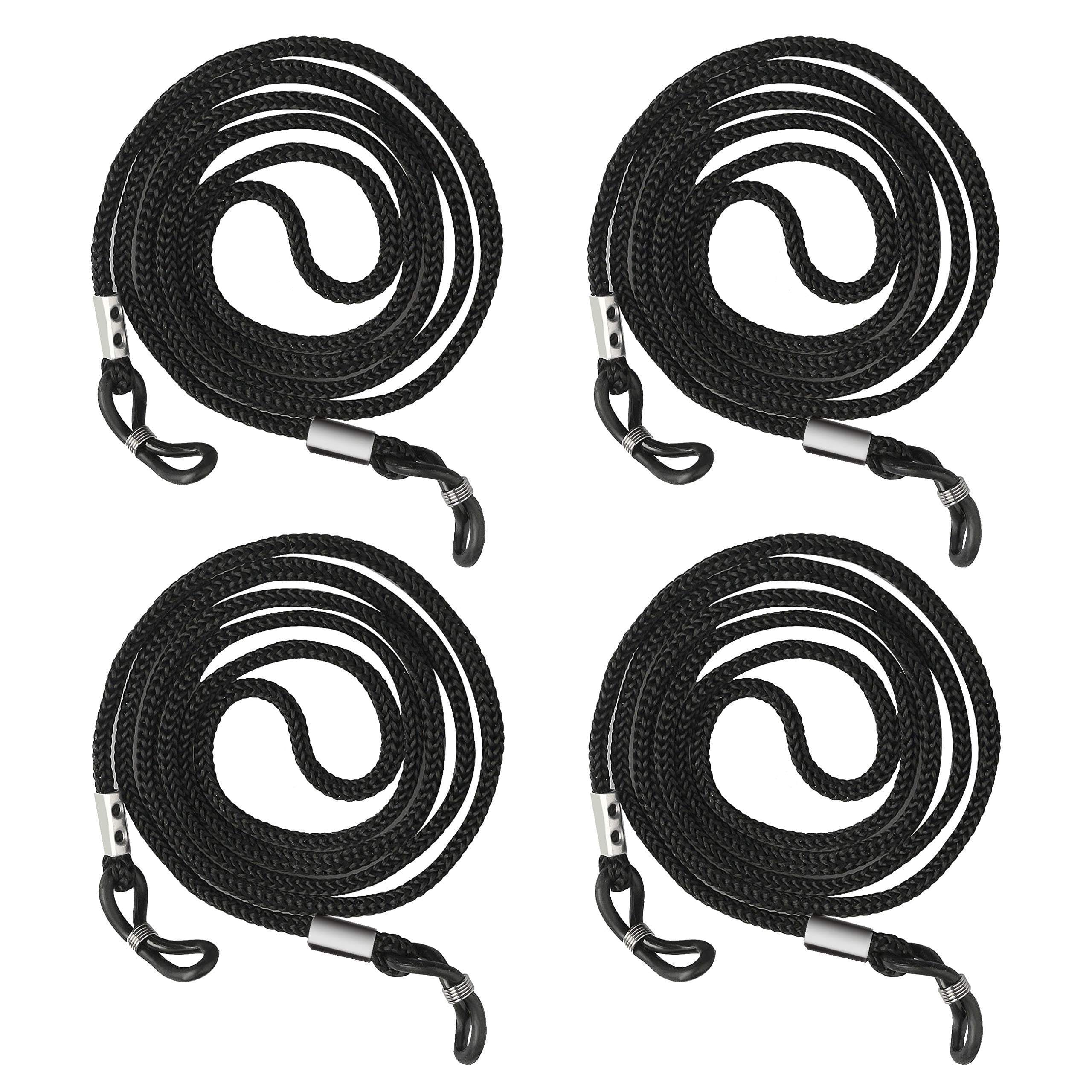 4Pcs Eyeglasses Straps Chain, Nylon Non-Slip Glasses Strap Spectacles Adjustable Neck Cord Retainer Lanyard Black Glasses Holder, 70cm/27.55inch