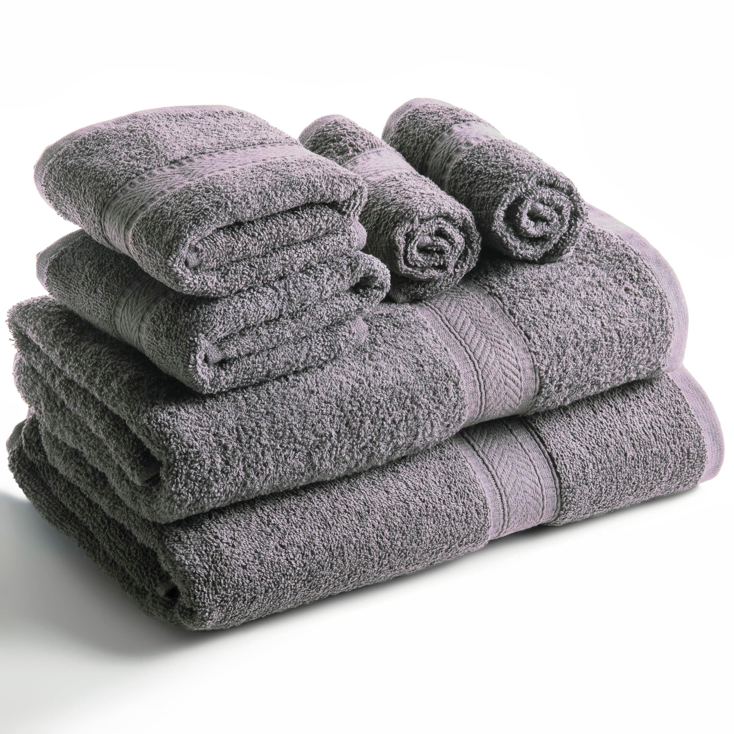 SweetNeedle 6 Piece Towel Set - 2 Bath Towels, 2 Hand Towels and 2 Washcloths Cotton Daily Use Hotel Spa Quality Soft Highly Absorbent Quick Dry Light Weight (Charcoal Grey)